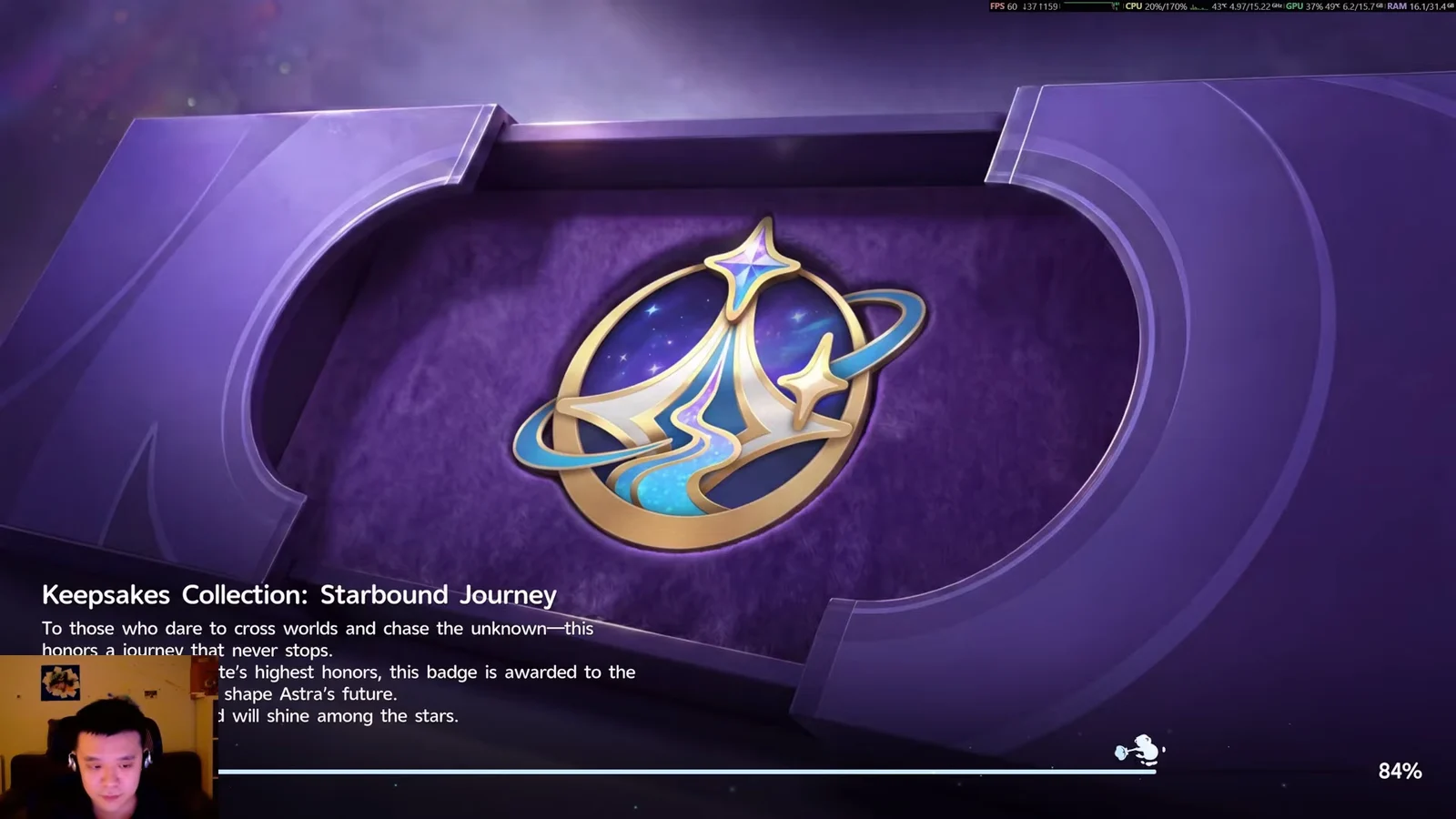 Loading screen showing "Keepsakes Collection: Starbound Journey."