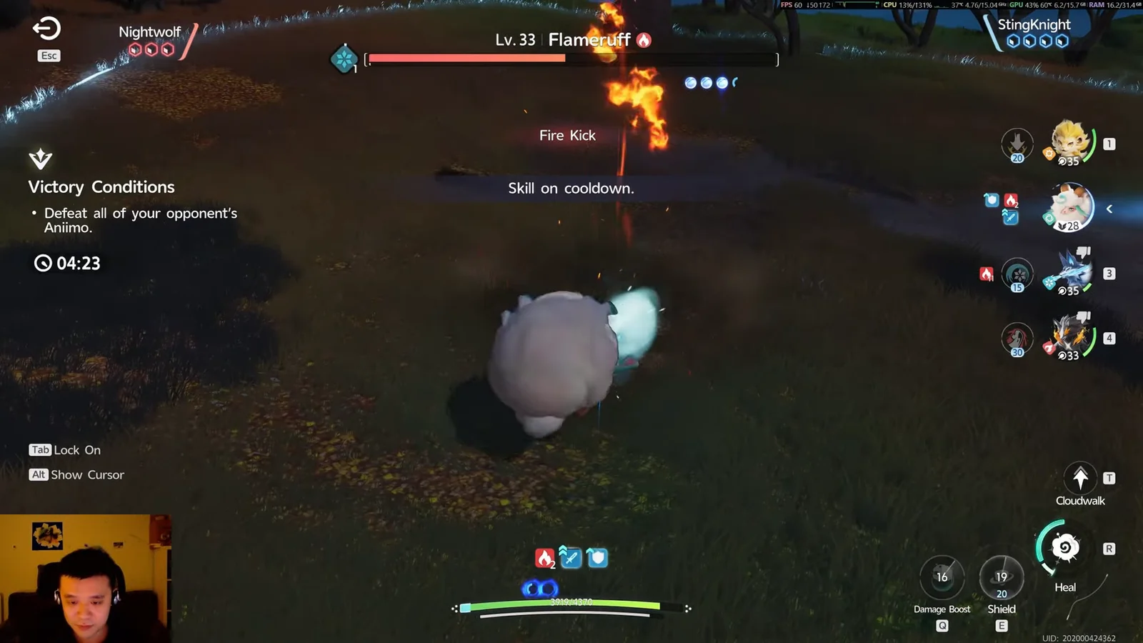StingKnight switches to a sheep-like Animo, then to a lion-like fire Animo…