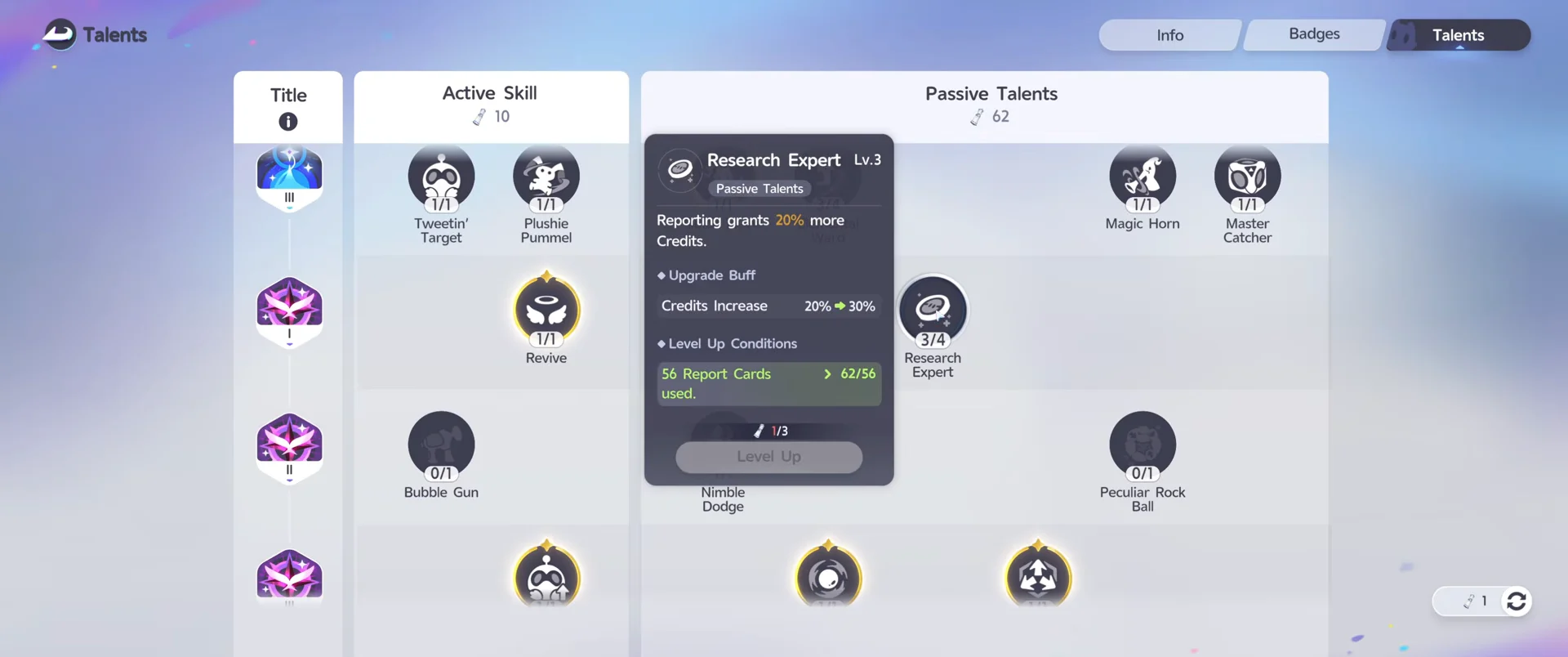 Report Cards and Talent Upgrades