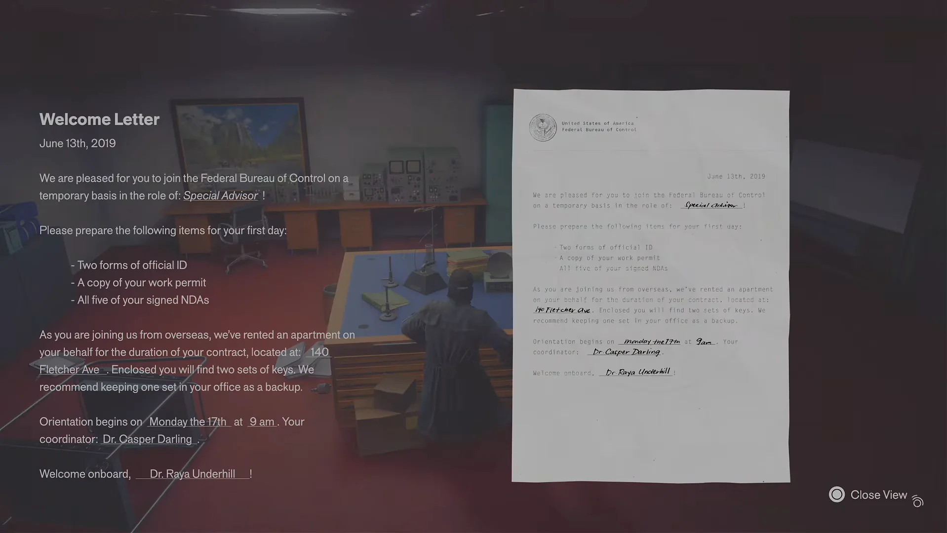 Gathering Office Documents & Key