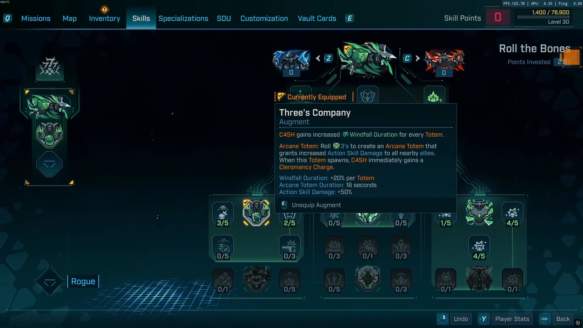 Augment Setup at Level 30