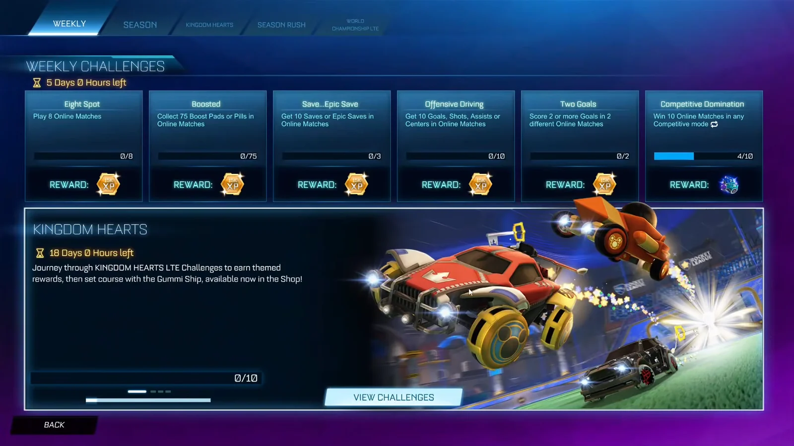 Challenges Menu