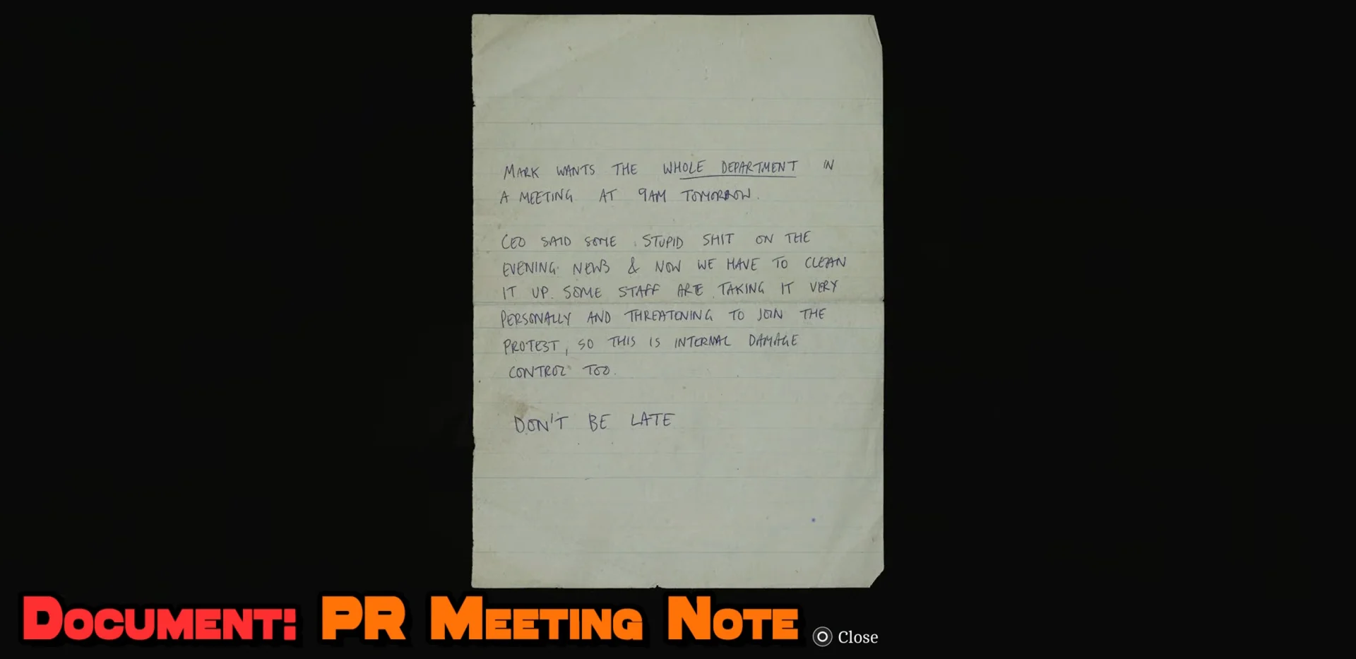 PR Meeting Note