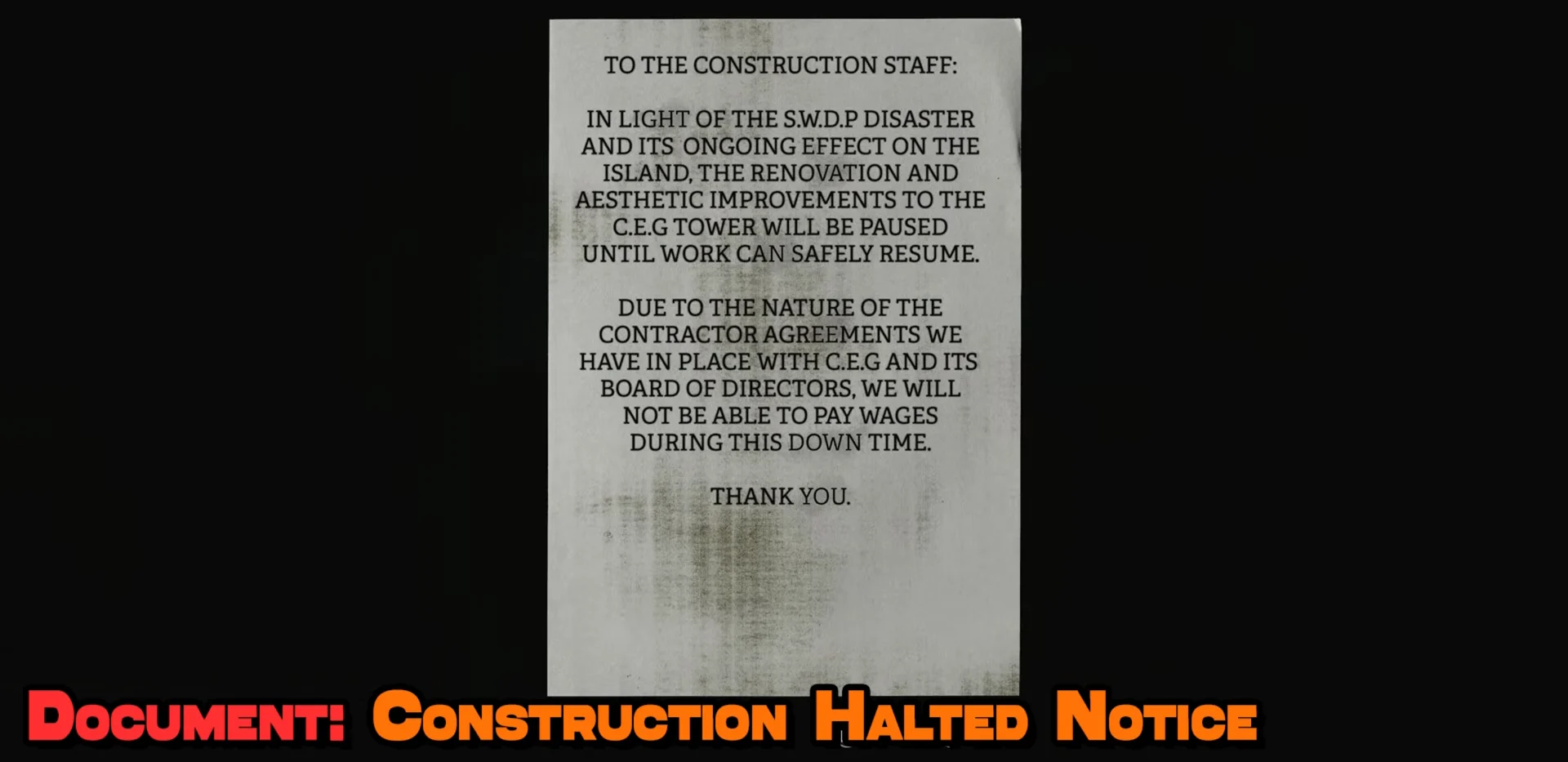 Construction Halted Notice