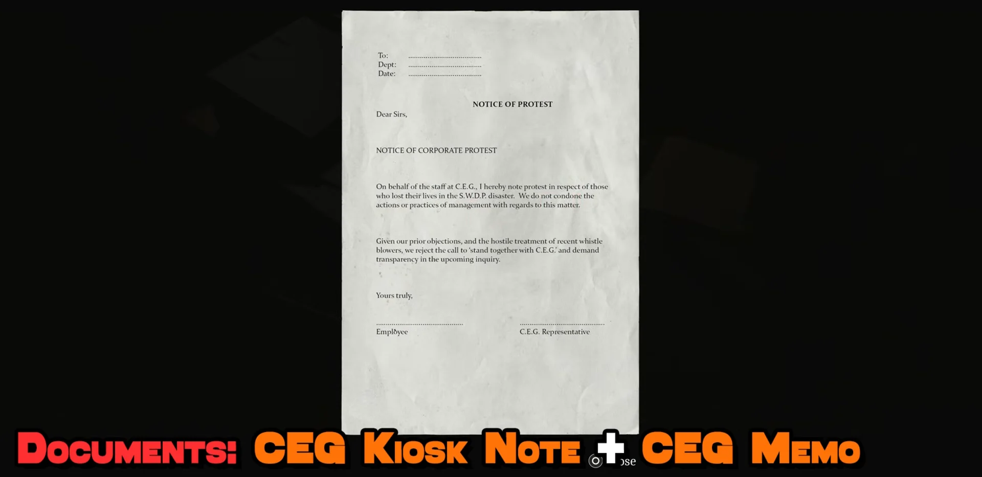 CEG Kiosk Note & CEG Memo