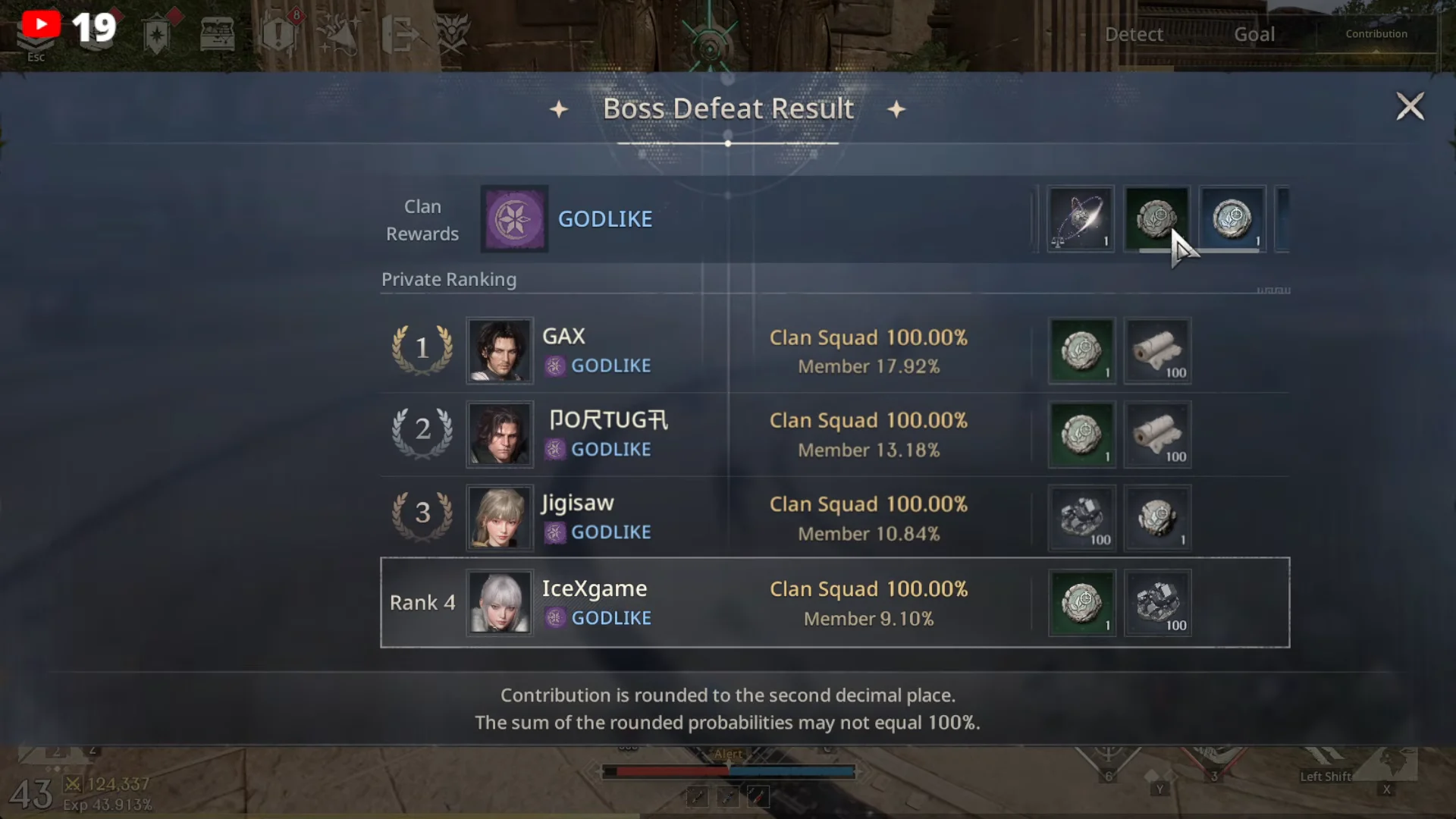 Boss Defeat Results