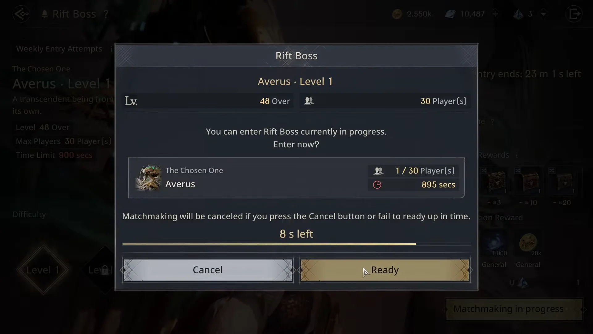 Matchmaking screen