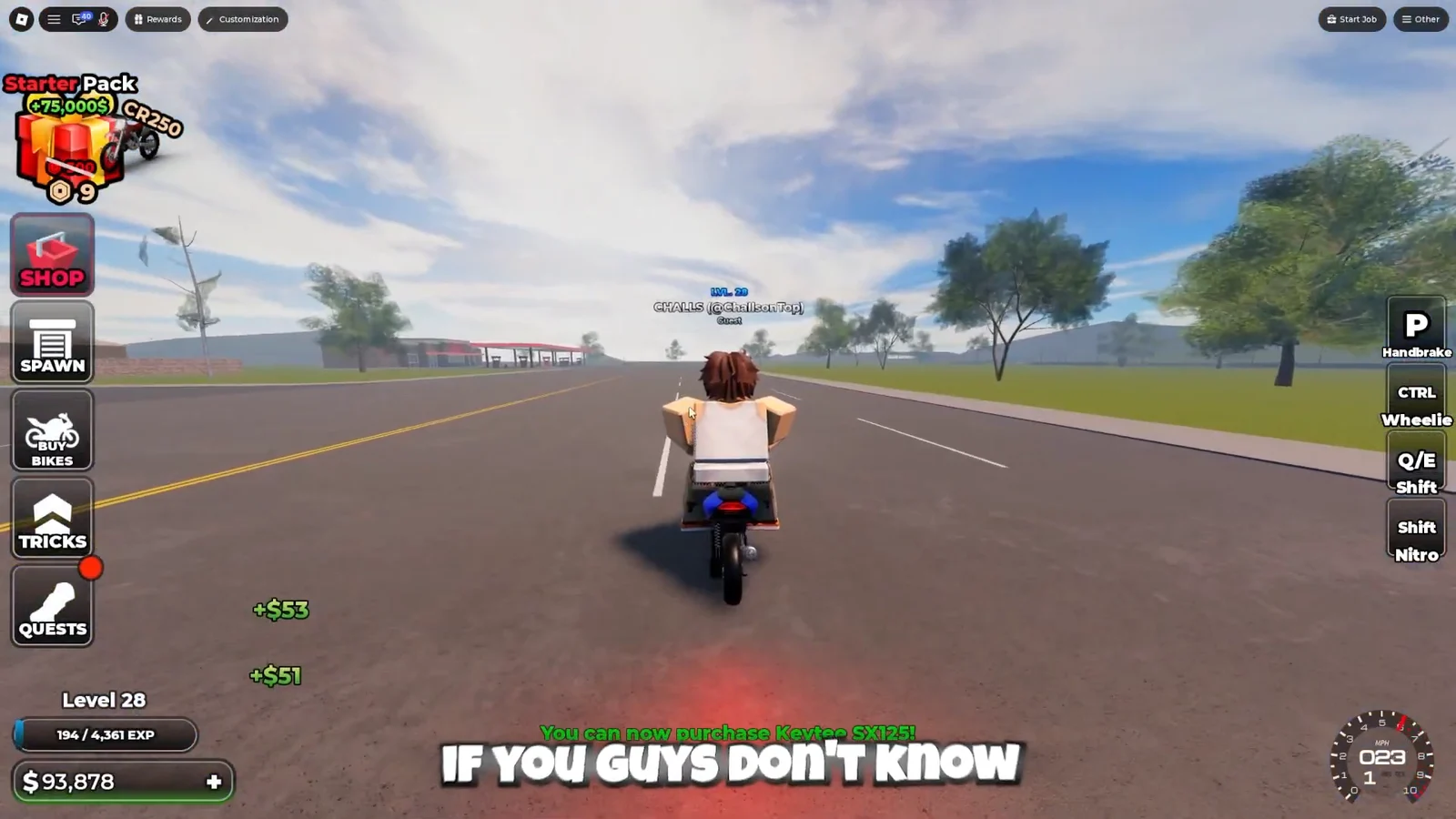 Opening Codes Menu