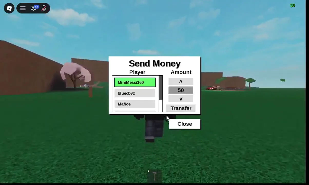 Sending money to another player