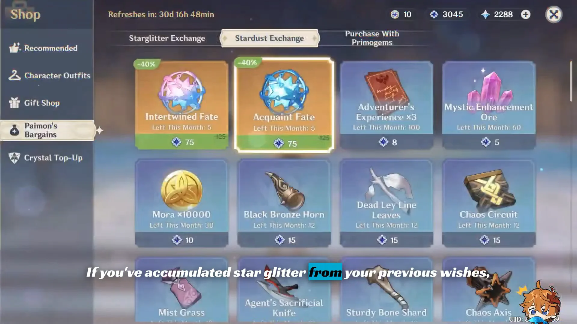 Paimon's Bargains Shop Reset