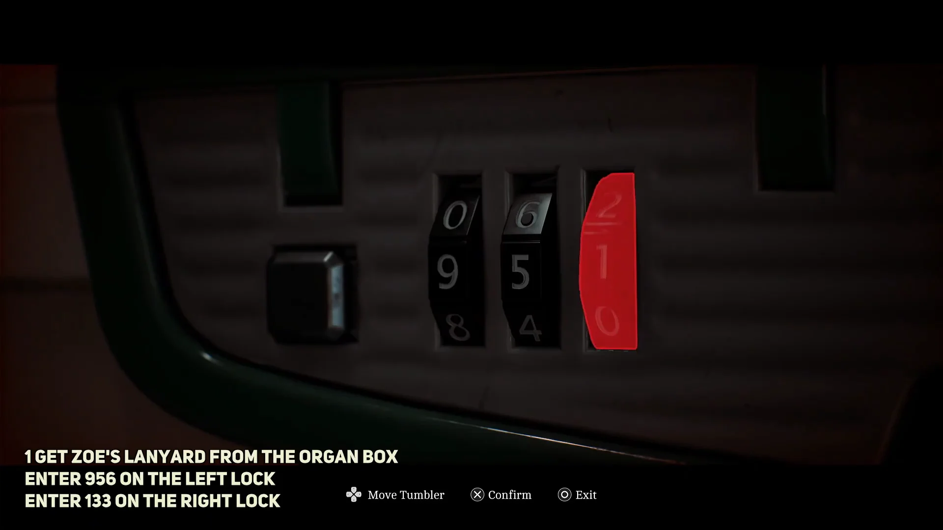 Unlocking Left Combination on Organ Box