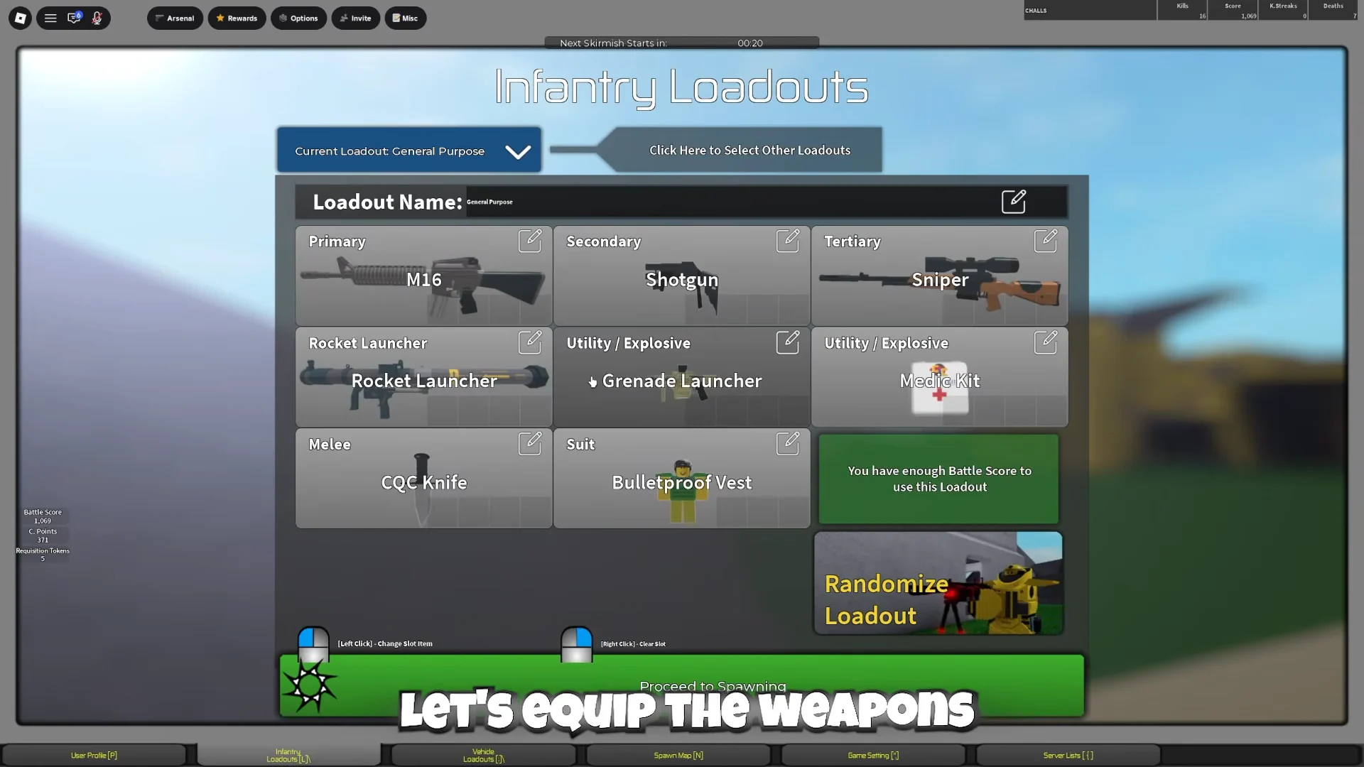 Loadout Adjustment and New Weapons