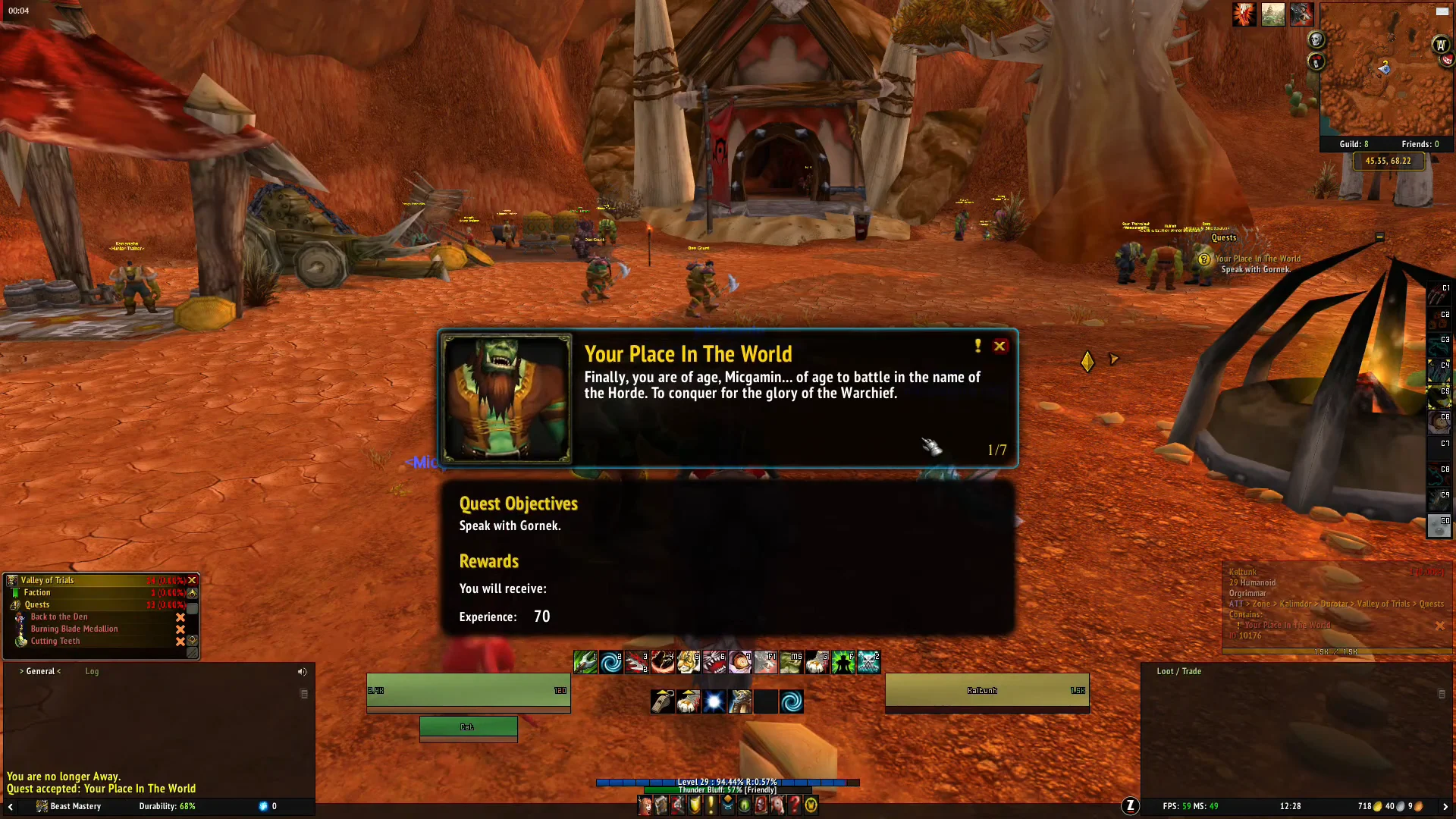 Accepting Quest from Kaltunk