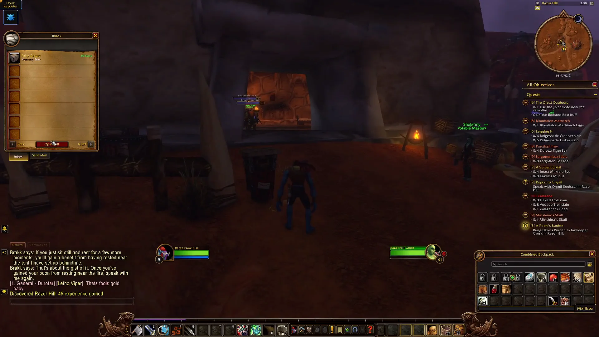 Reaching Central Razor Hill & Turning in Precursor Quest