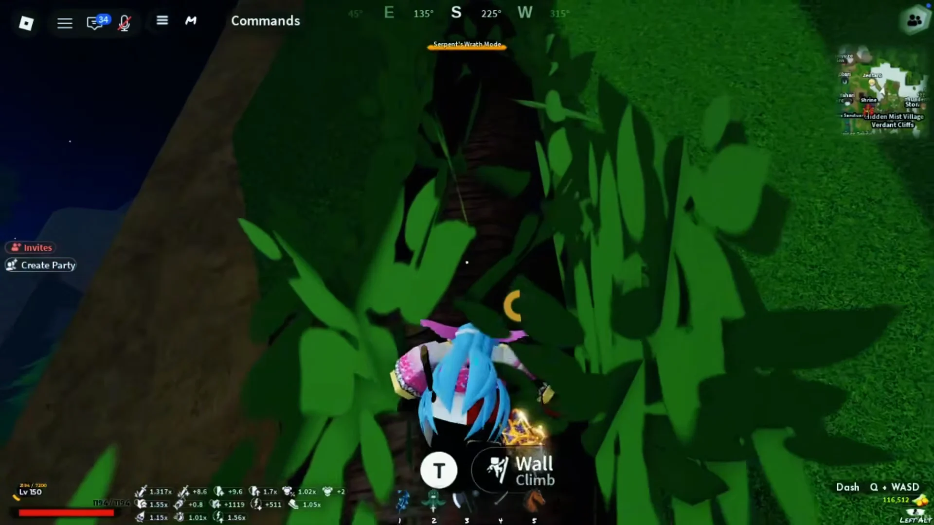 Initiating Wall Climb on the Giant Tree