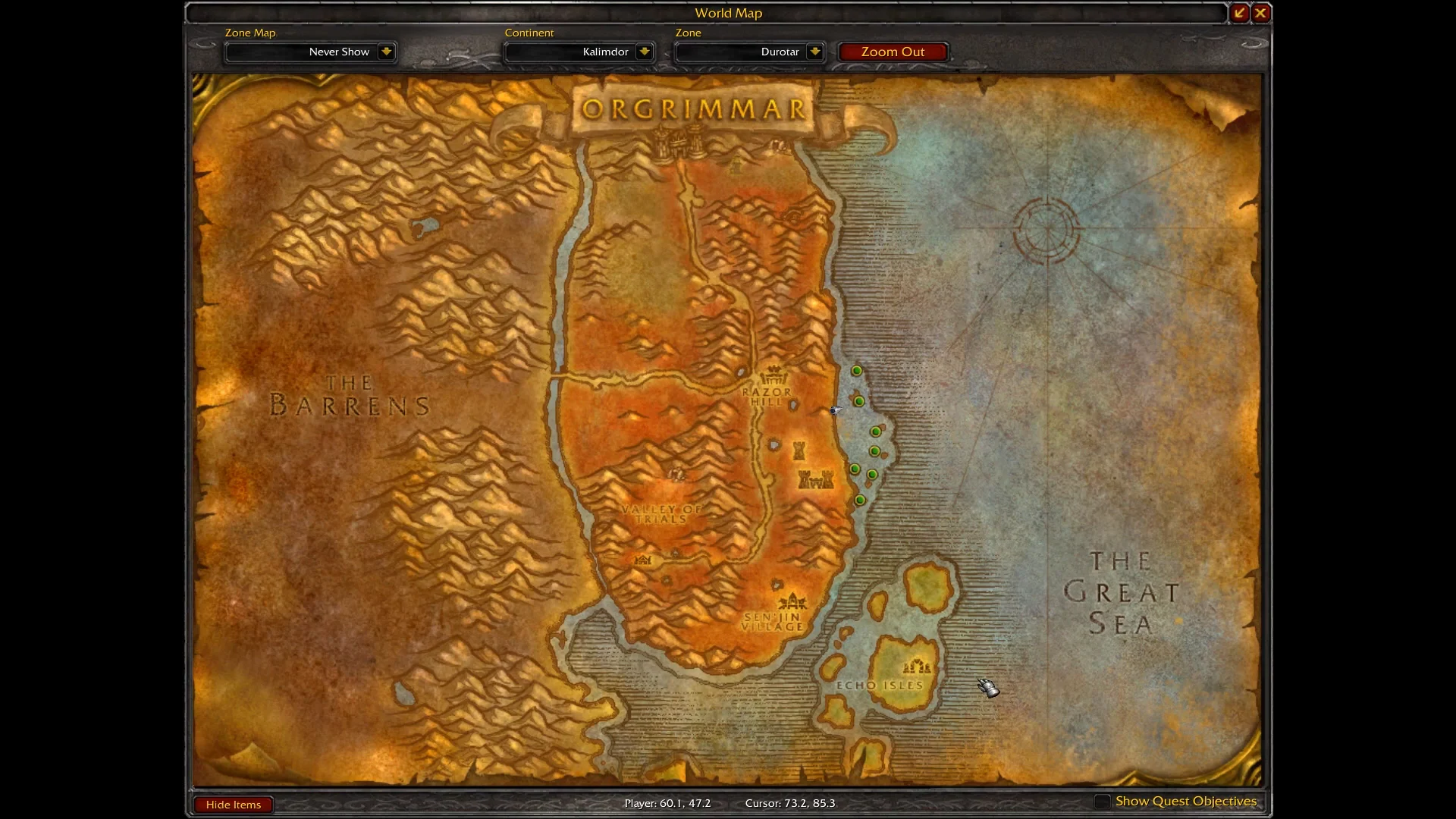 Map of spawn points