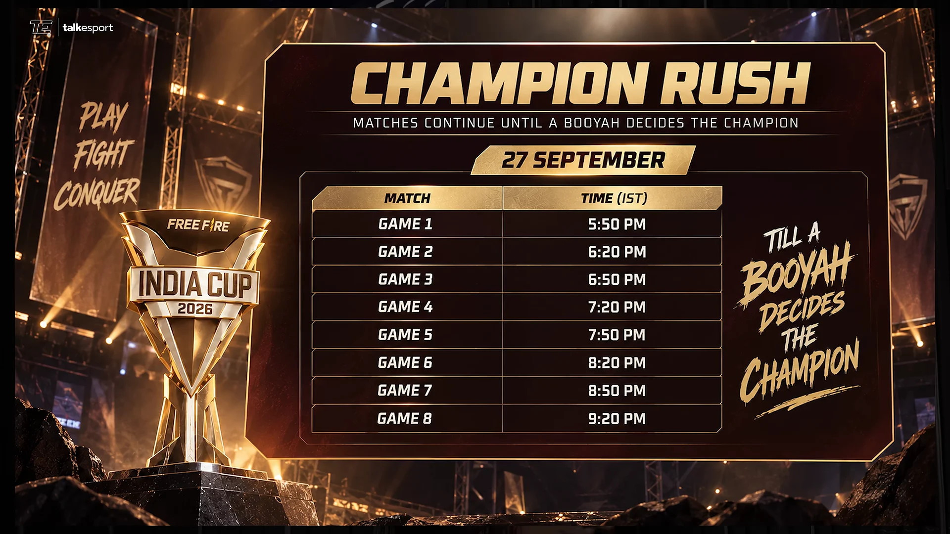 Champion Rush Match Schedule