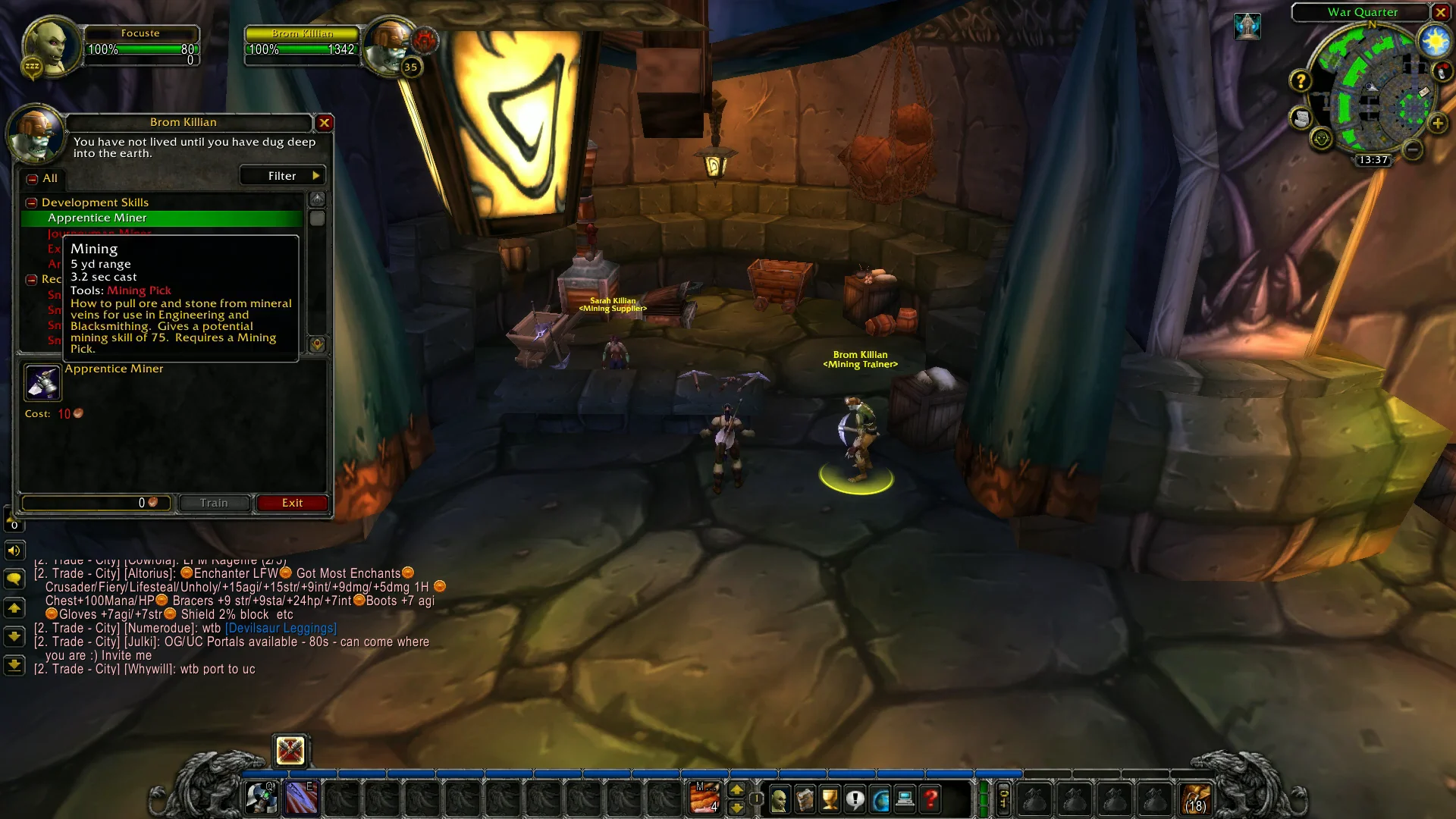Interacting with the Mining Trainer