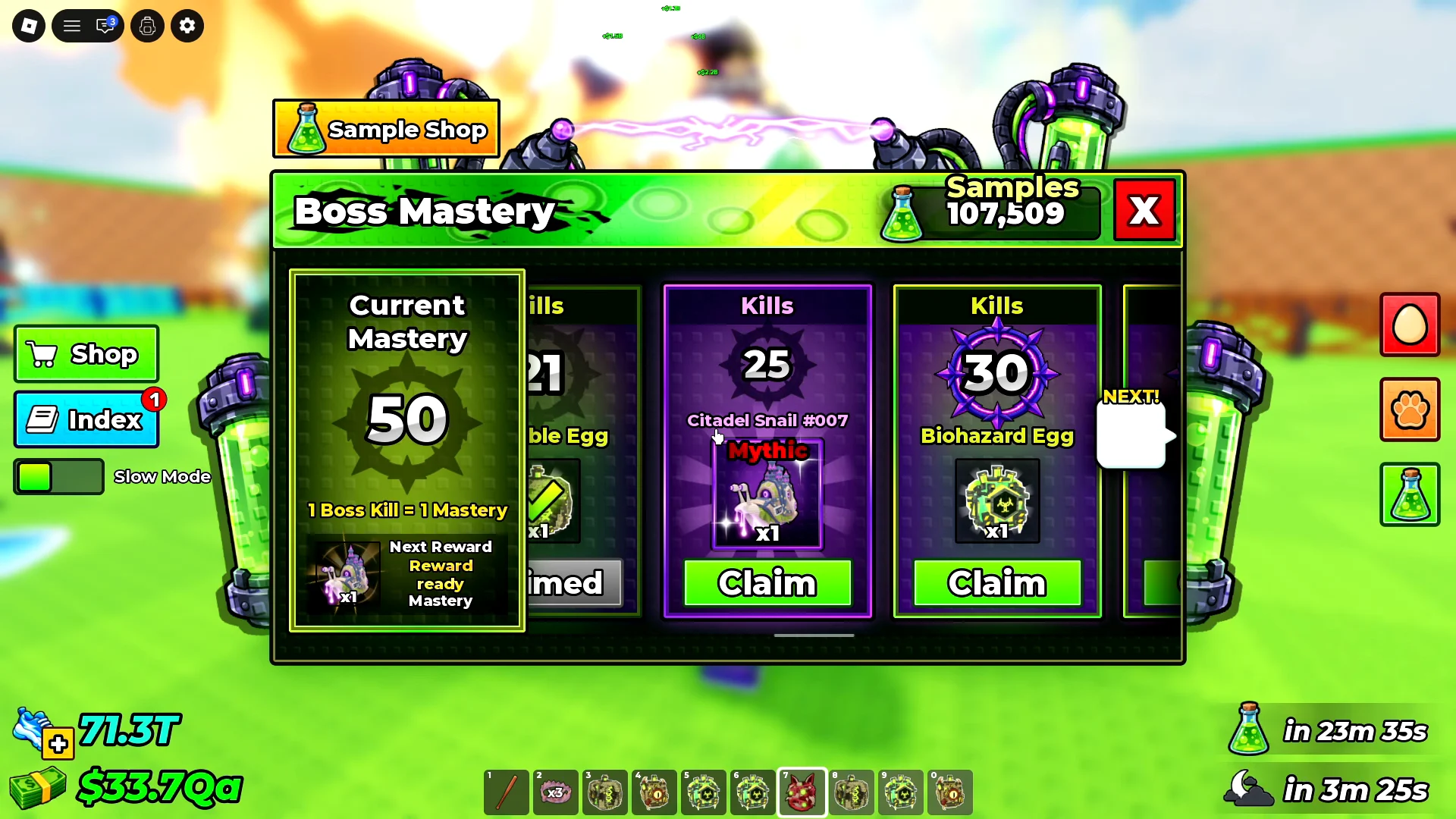 Claiming Boss Mastery Rewards