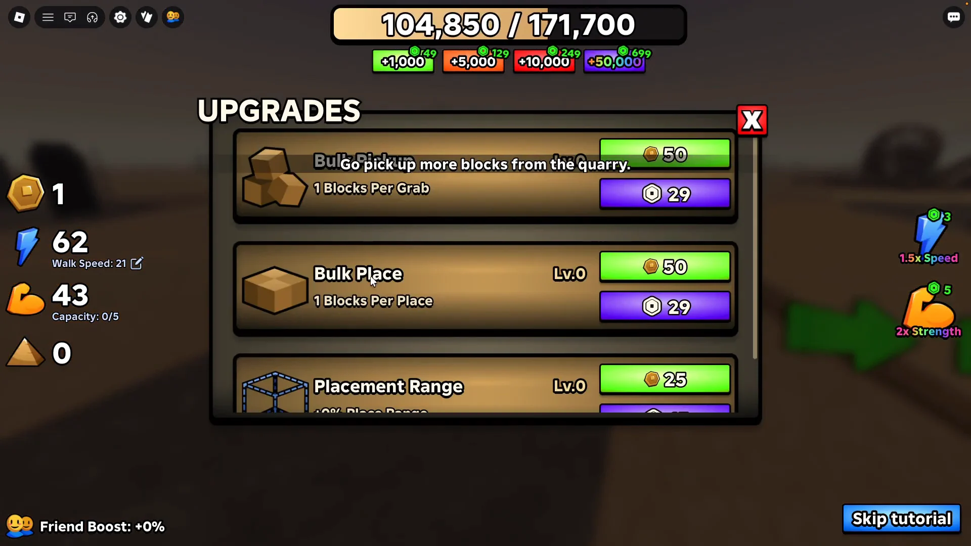 Upgrades Menu