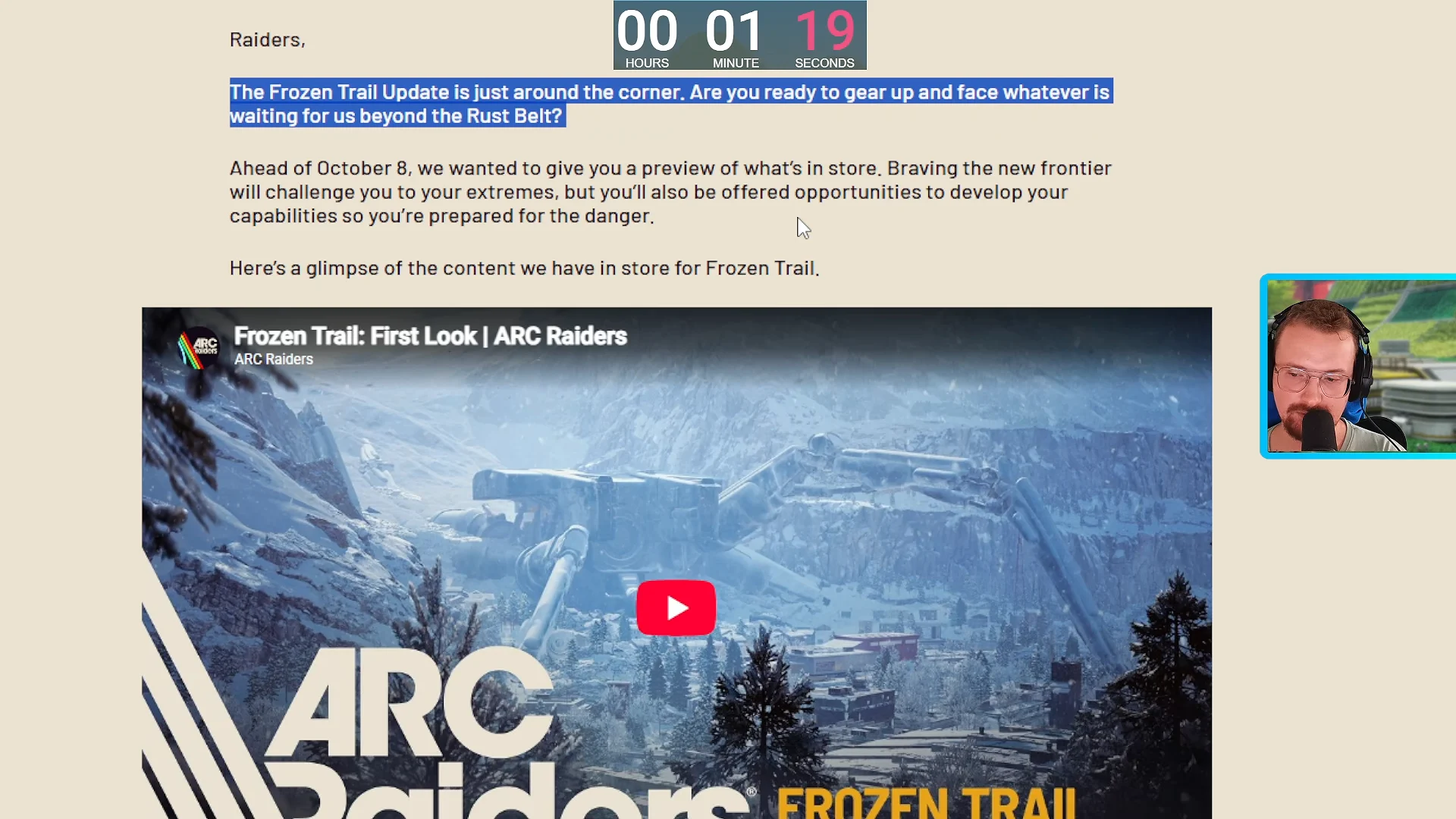 Initial Countdown & Blog Overview