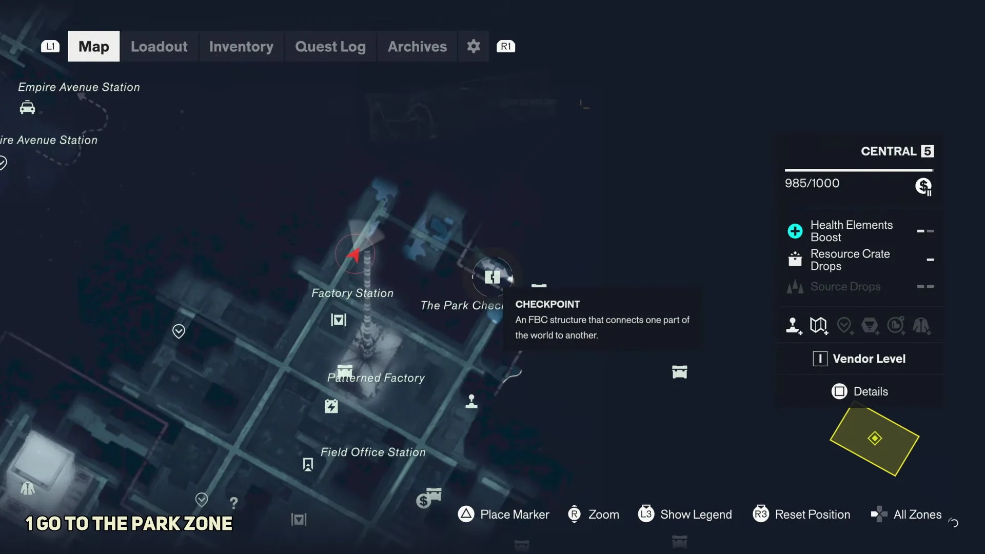 Navigating to the Park Zone