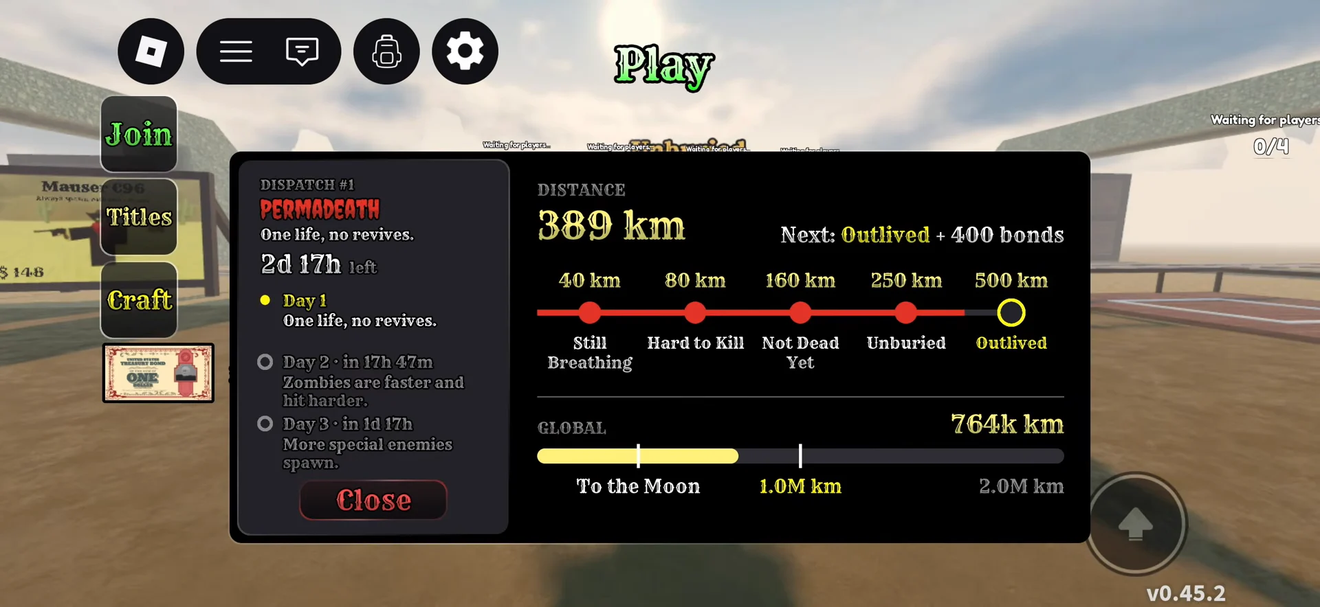 Permadeath Dispatch Menu