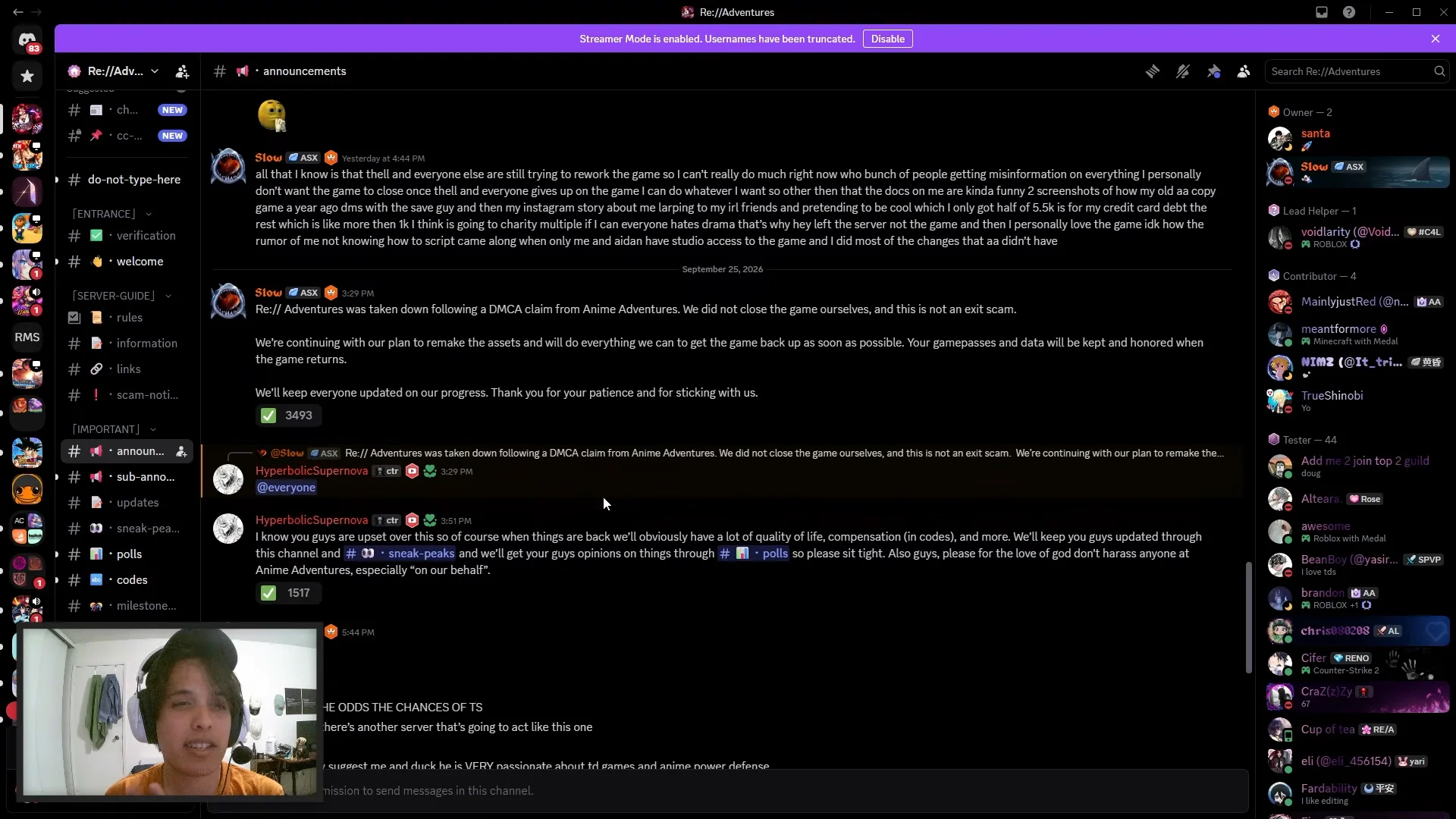 Re:Adventures Discord Announcements