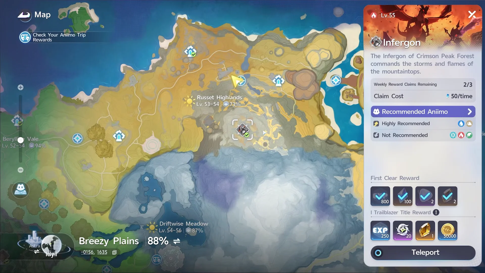 Map Location for Omega Infergon