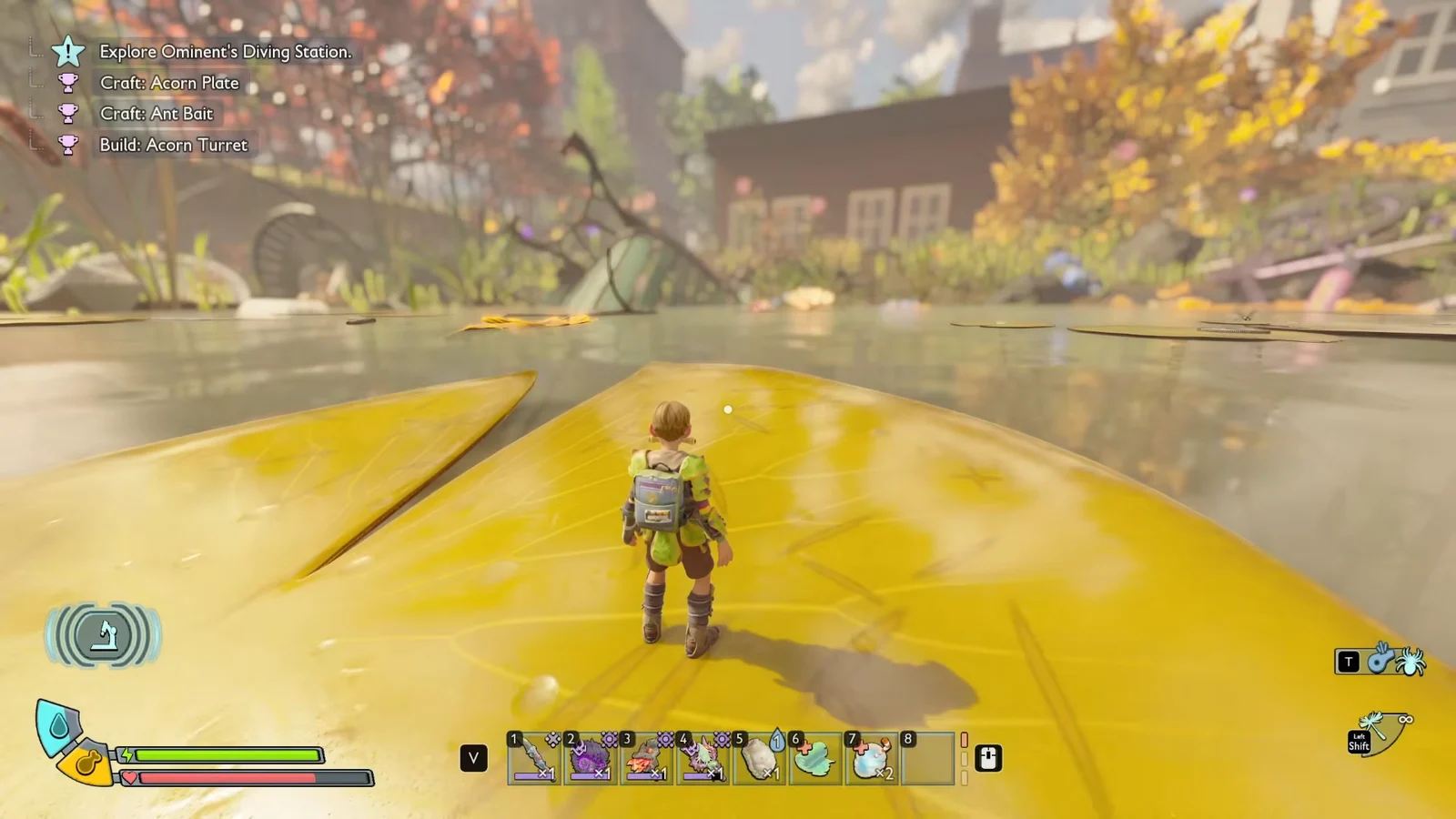 Inventory screen at the pond lily pad showing the Gill Tube and Merteen mutation equipped