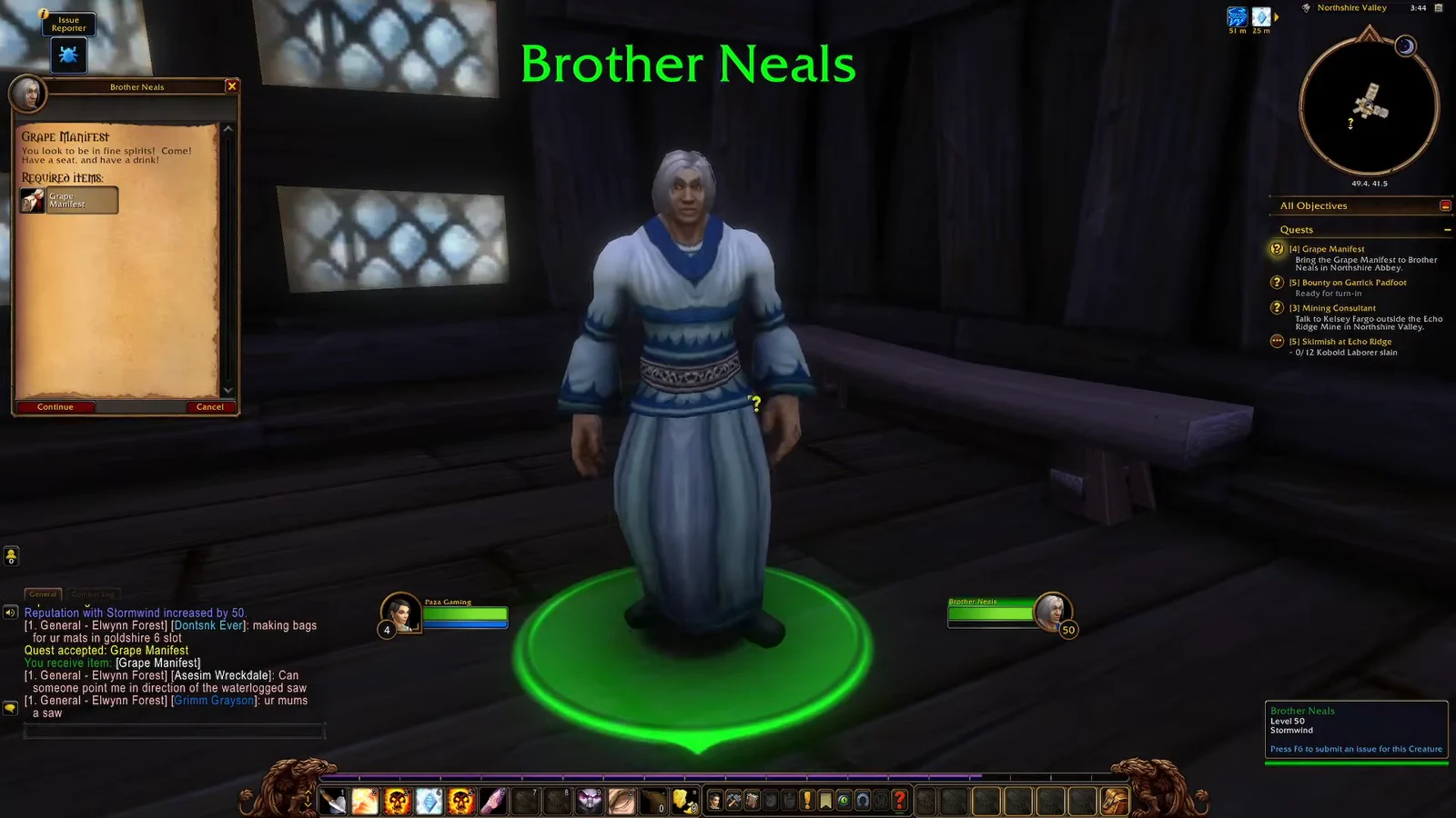 Completing Quest with Brother Neals