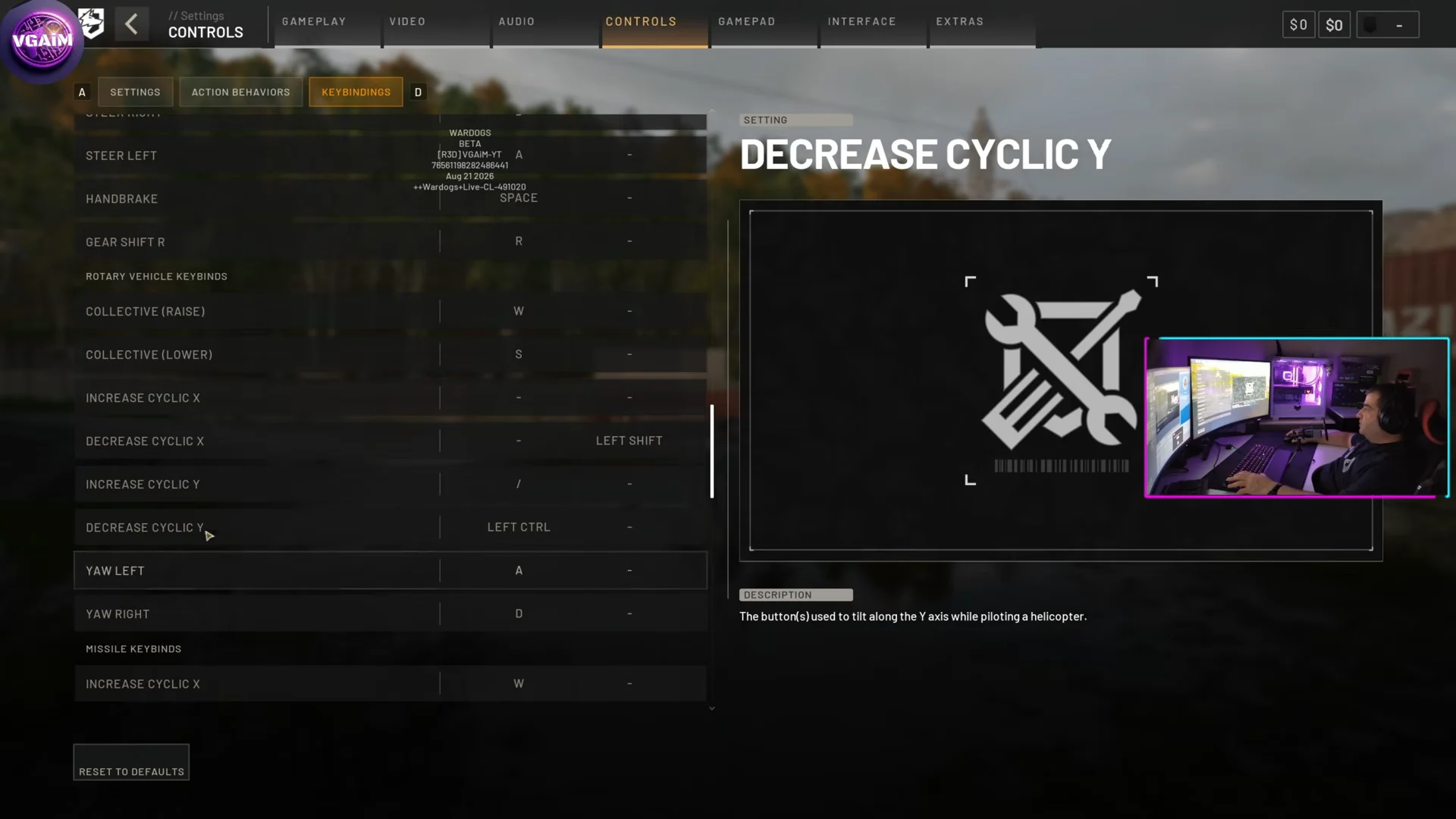 Helicopter Keybindings Setup