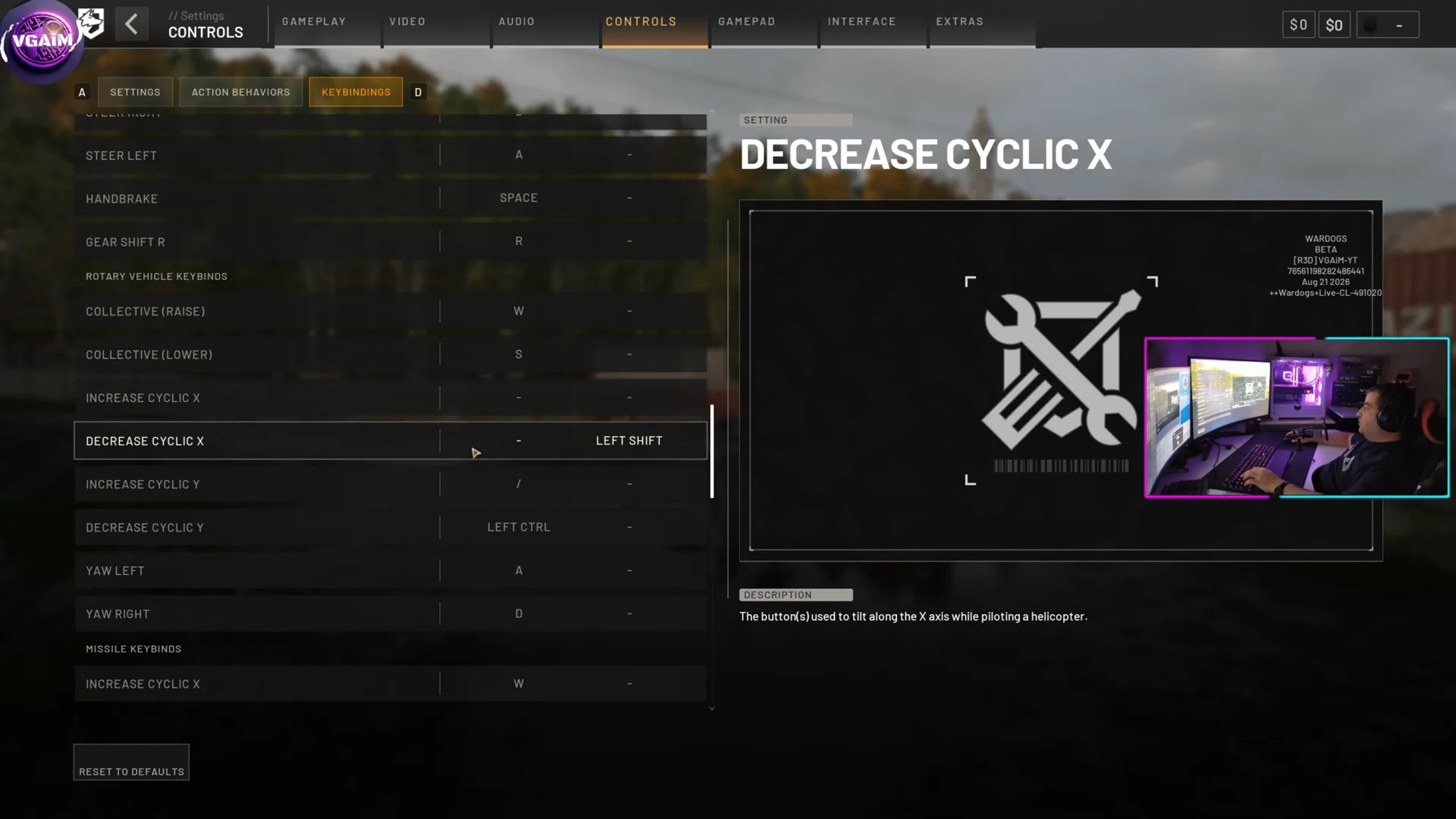 Helicopter Keybindings