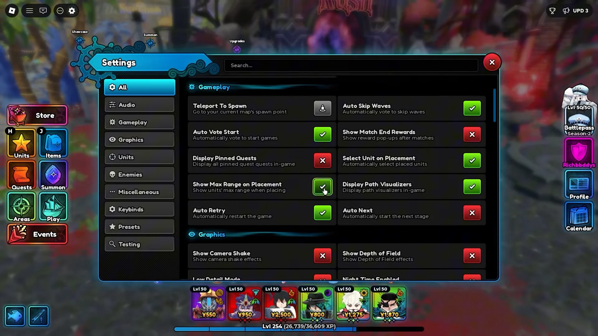 Required In-Game Settings