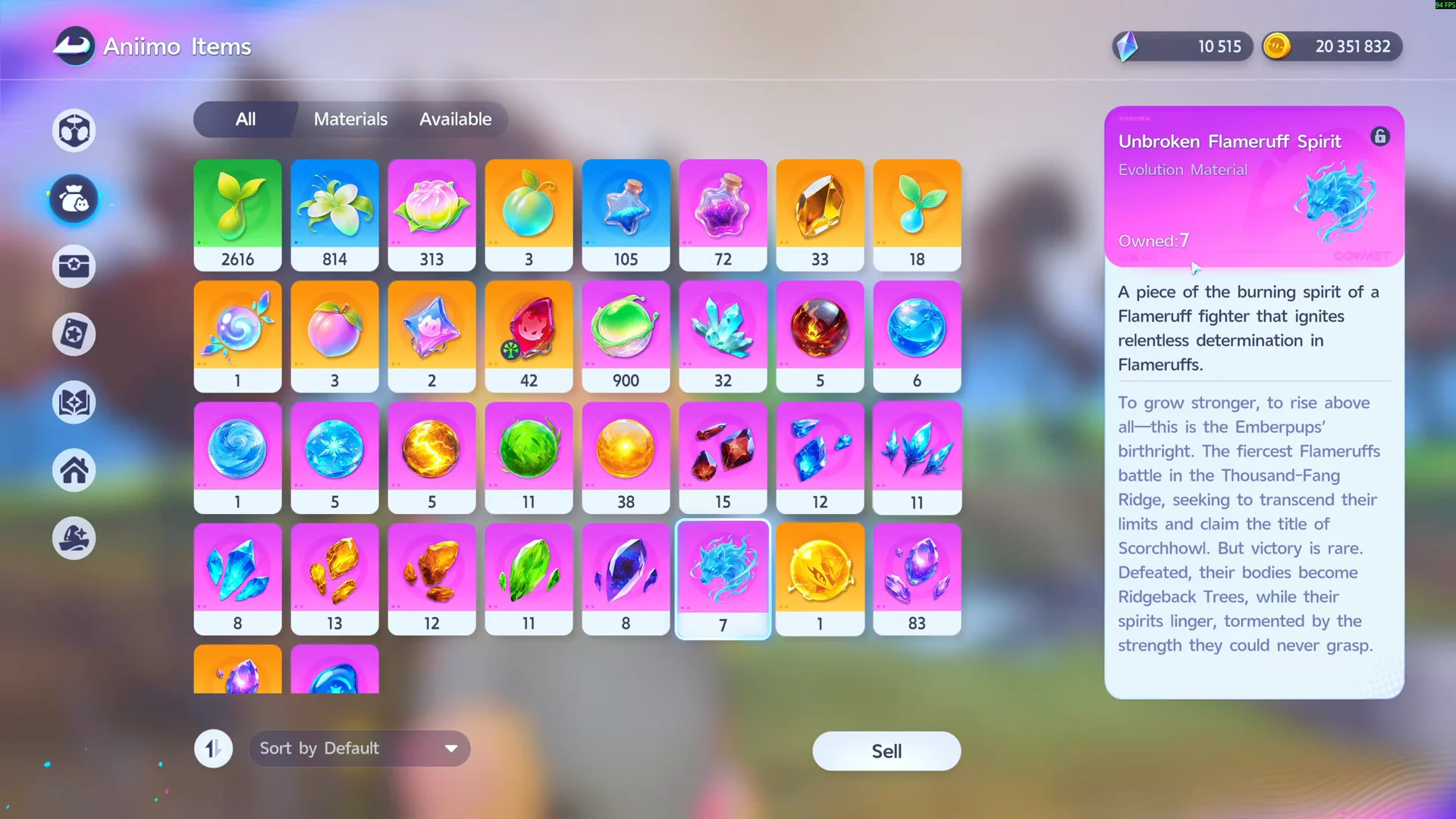Evolution Materials in Inventory