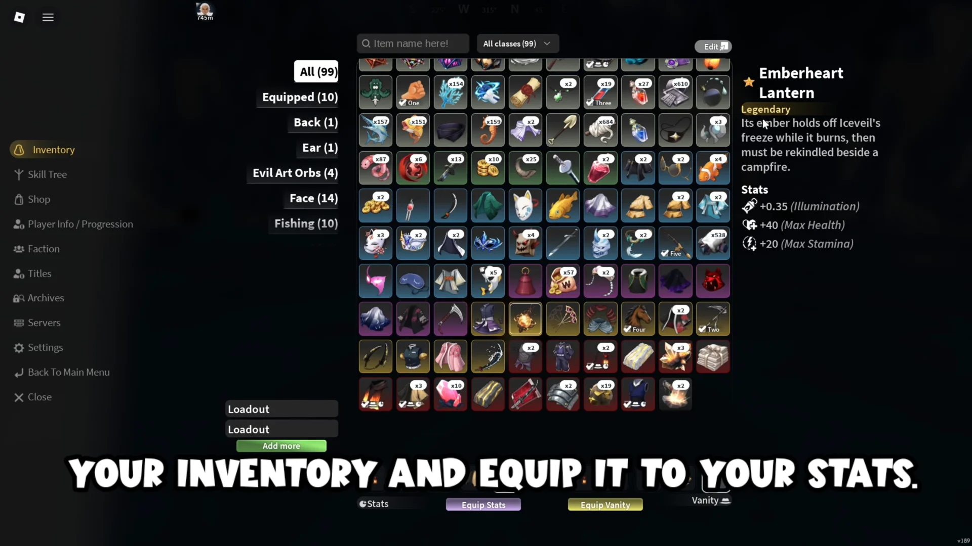 Equipping Emberheart Lantern