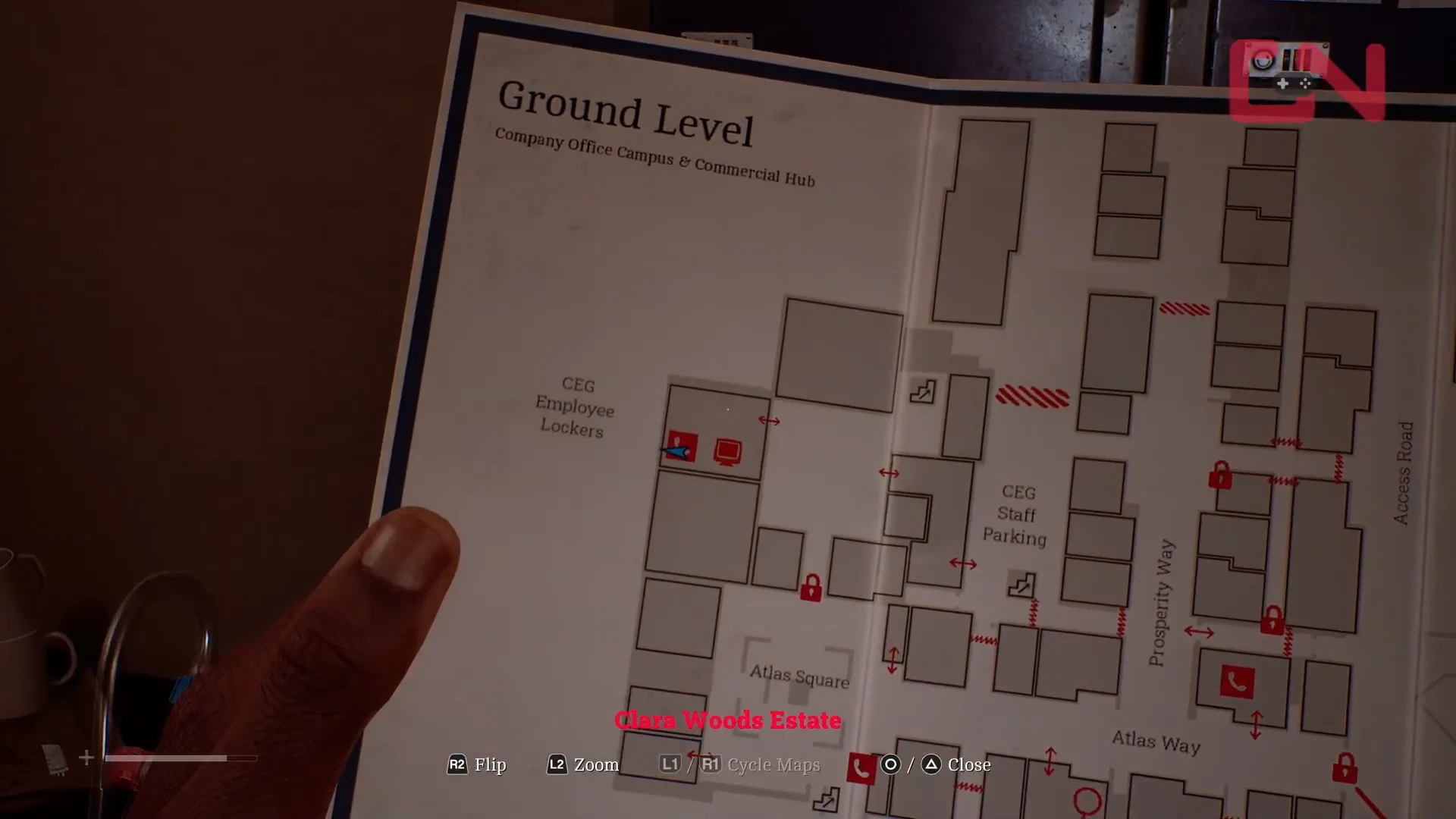 Checking Map and Heading to Office Desk