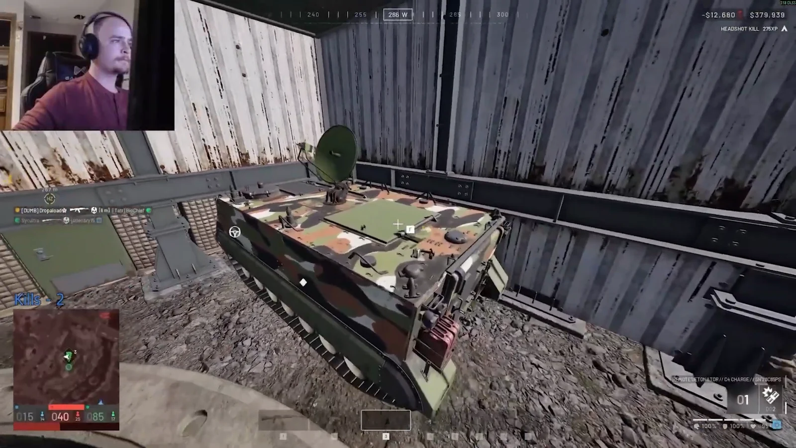 Detonating enemy vehicle