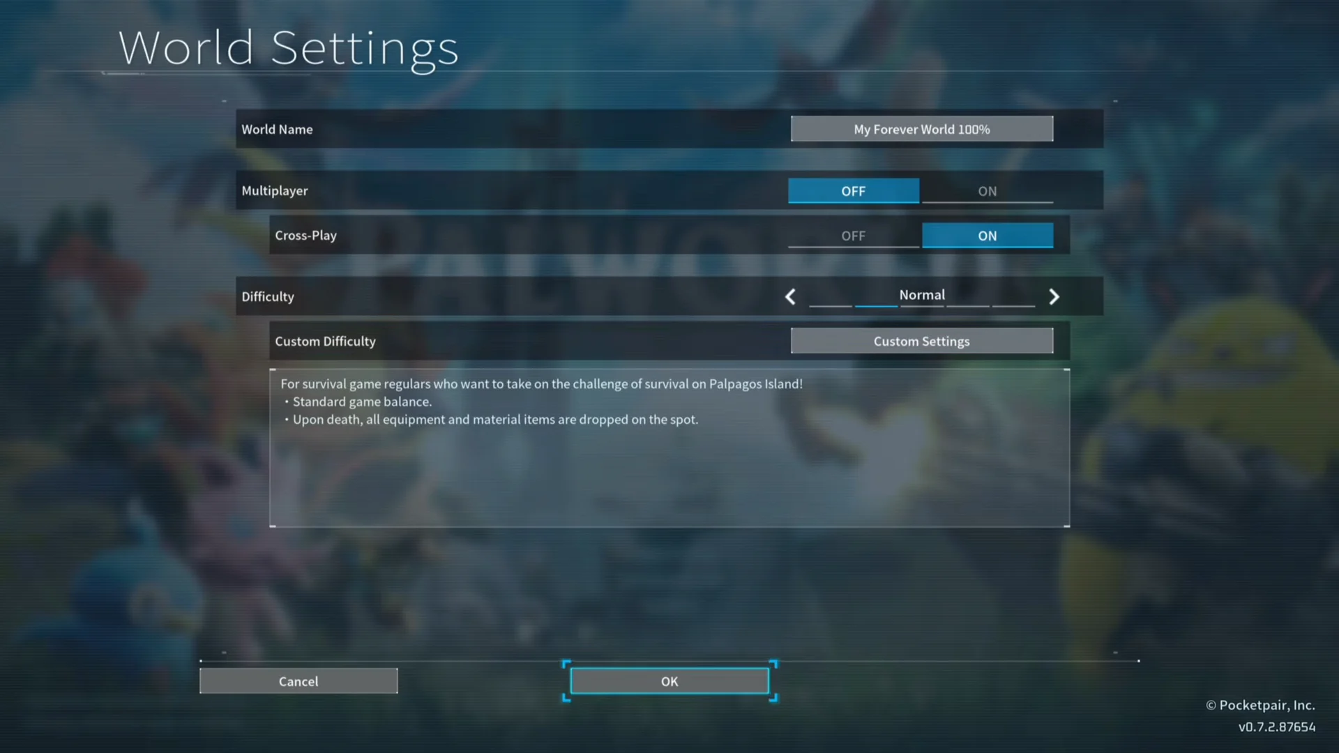 World Select and Settings