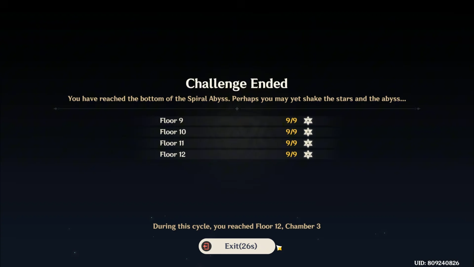 Spiral Abyss Result Screen