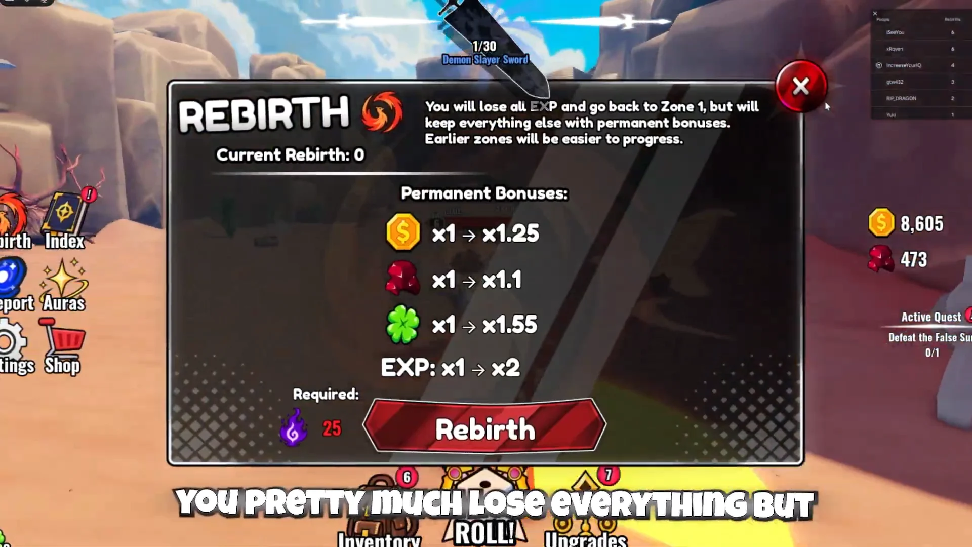 Rebirth Menu Overview