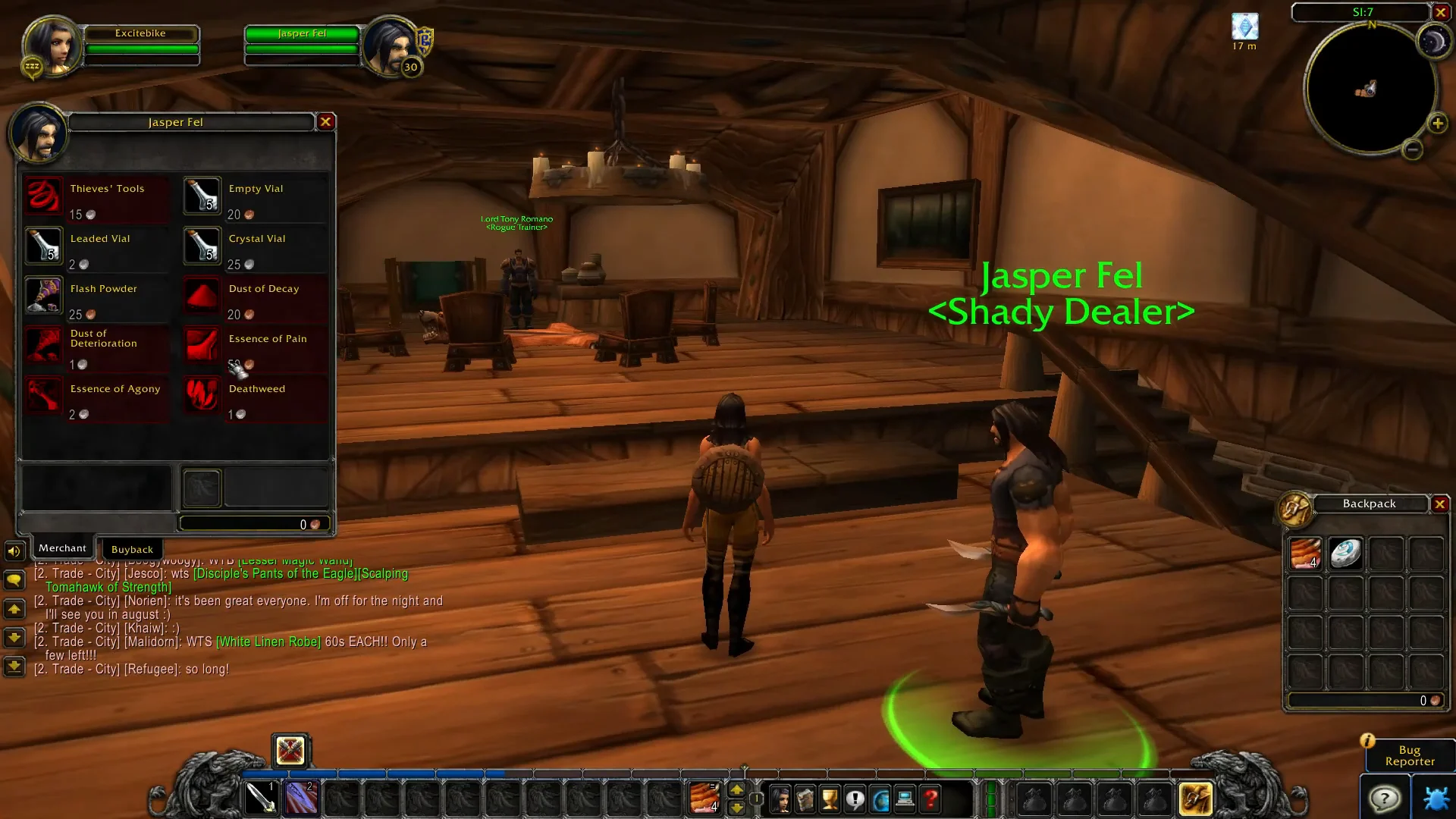 Interacting with Jasper Fel and rogue vendors