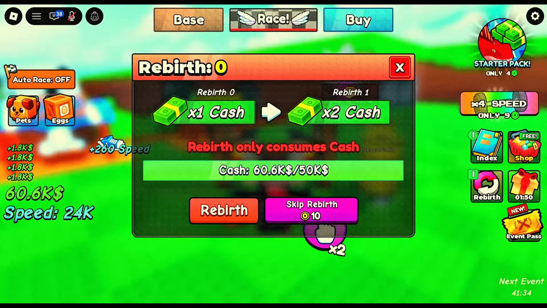 Buying Legendary Dumbbell and First Rebirth