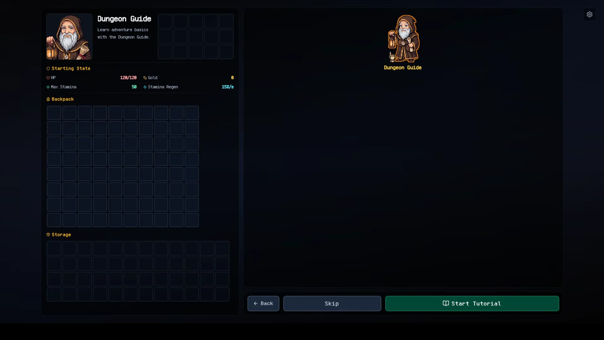 Character Selection and Tutorial Start