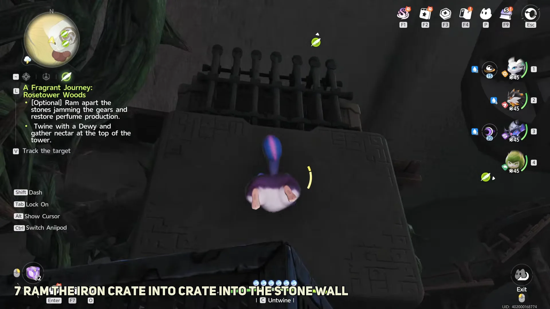 7 Ram the iron crate into the stone wall