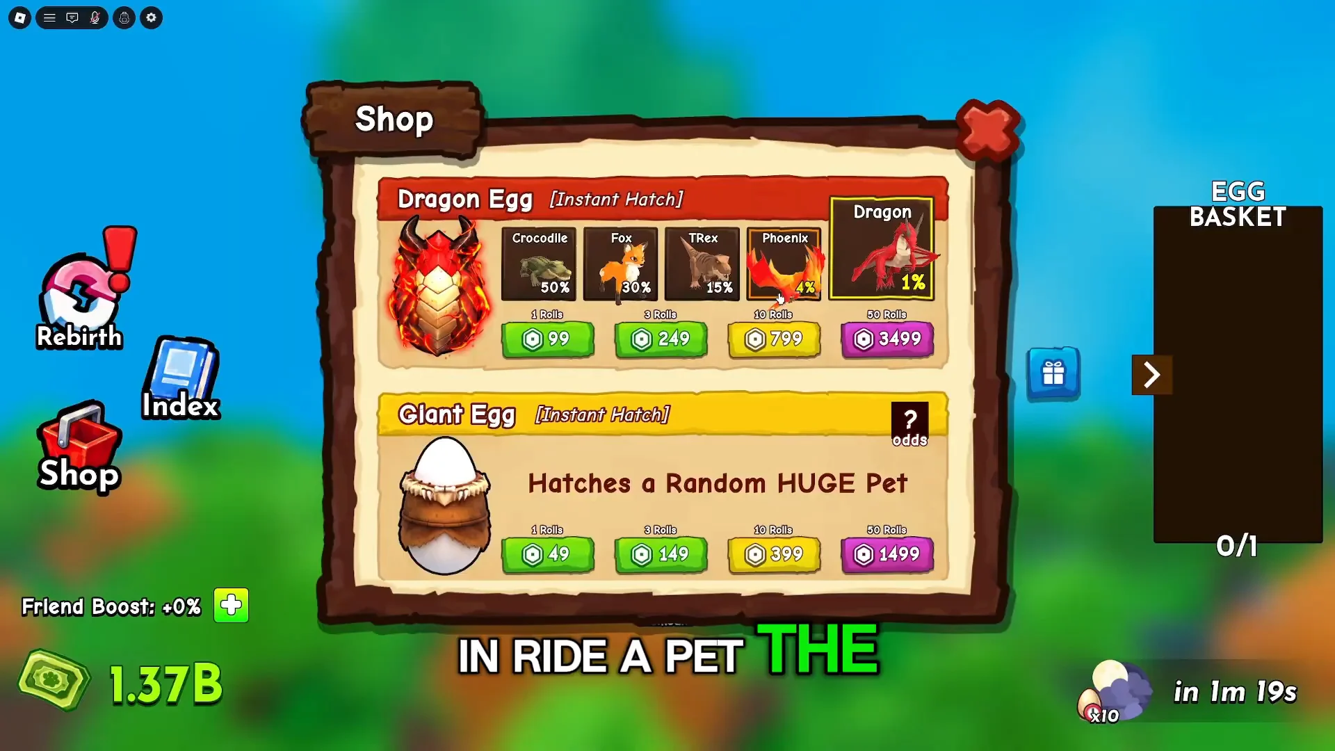 Dragon Egg Shop Menu