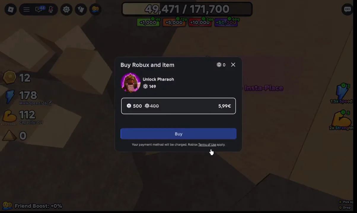 Pharaoh Interaction & Purchase Prompt
