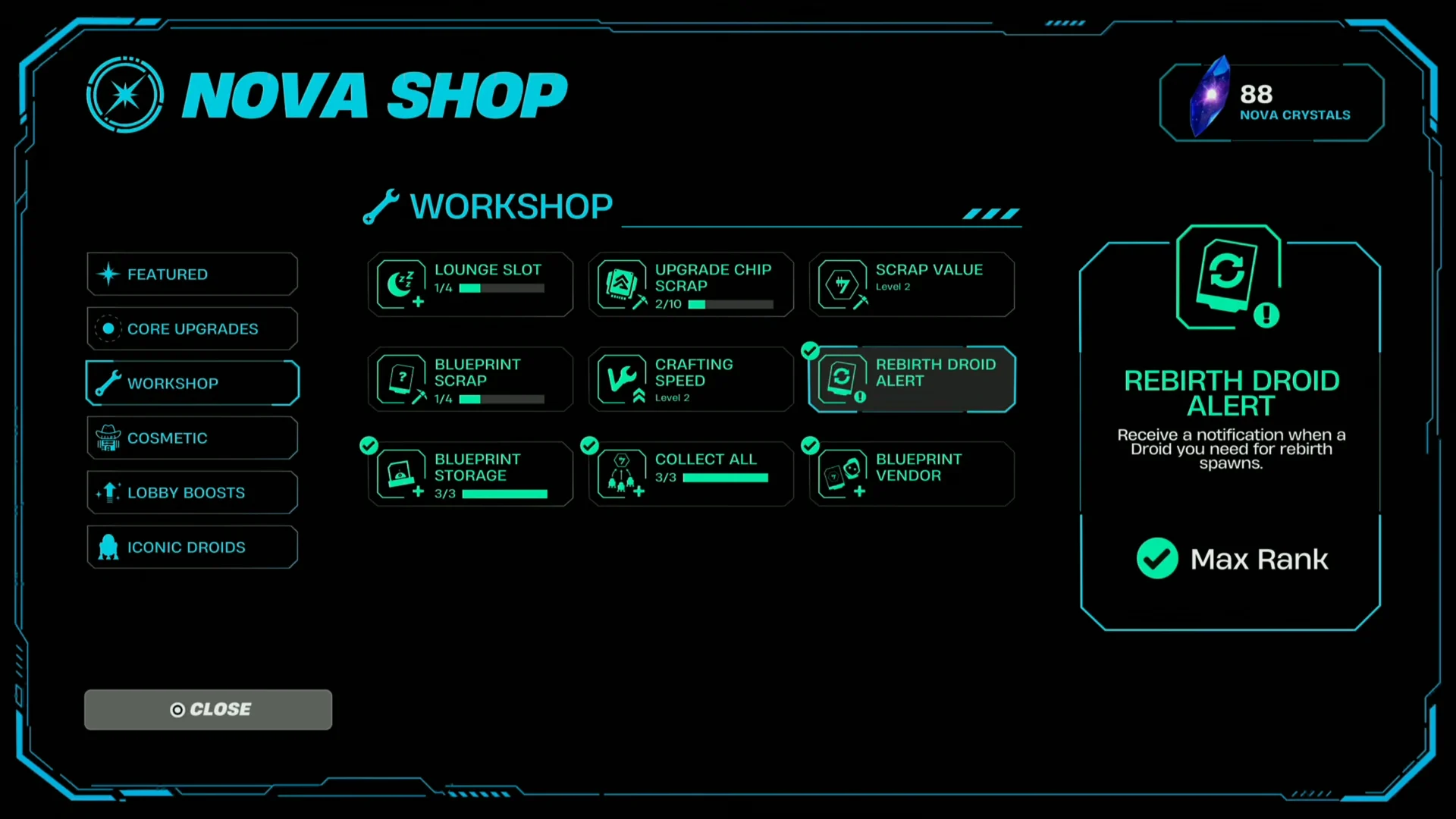 Rebirth Droid Alert Perk