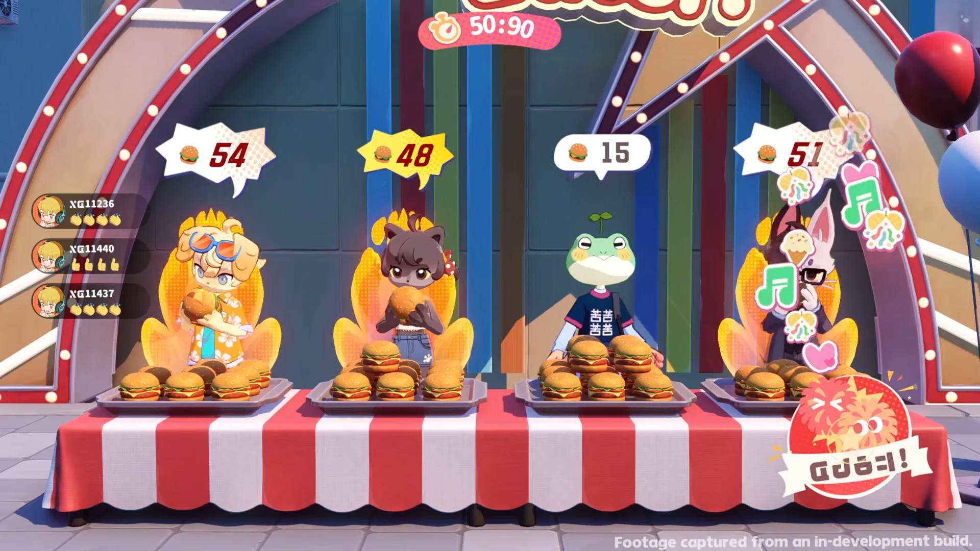 Dance stage and burger minigame