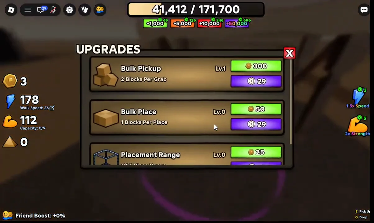 Opening Upgrades Menu